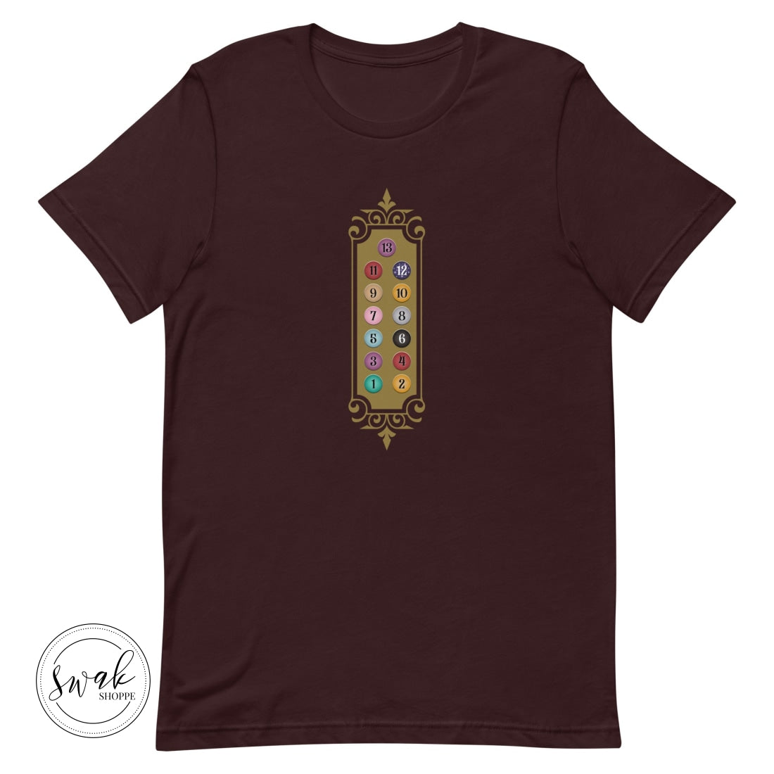 Bejeweled Elevator Button Unisex T-Shirt Oxblood Black / S