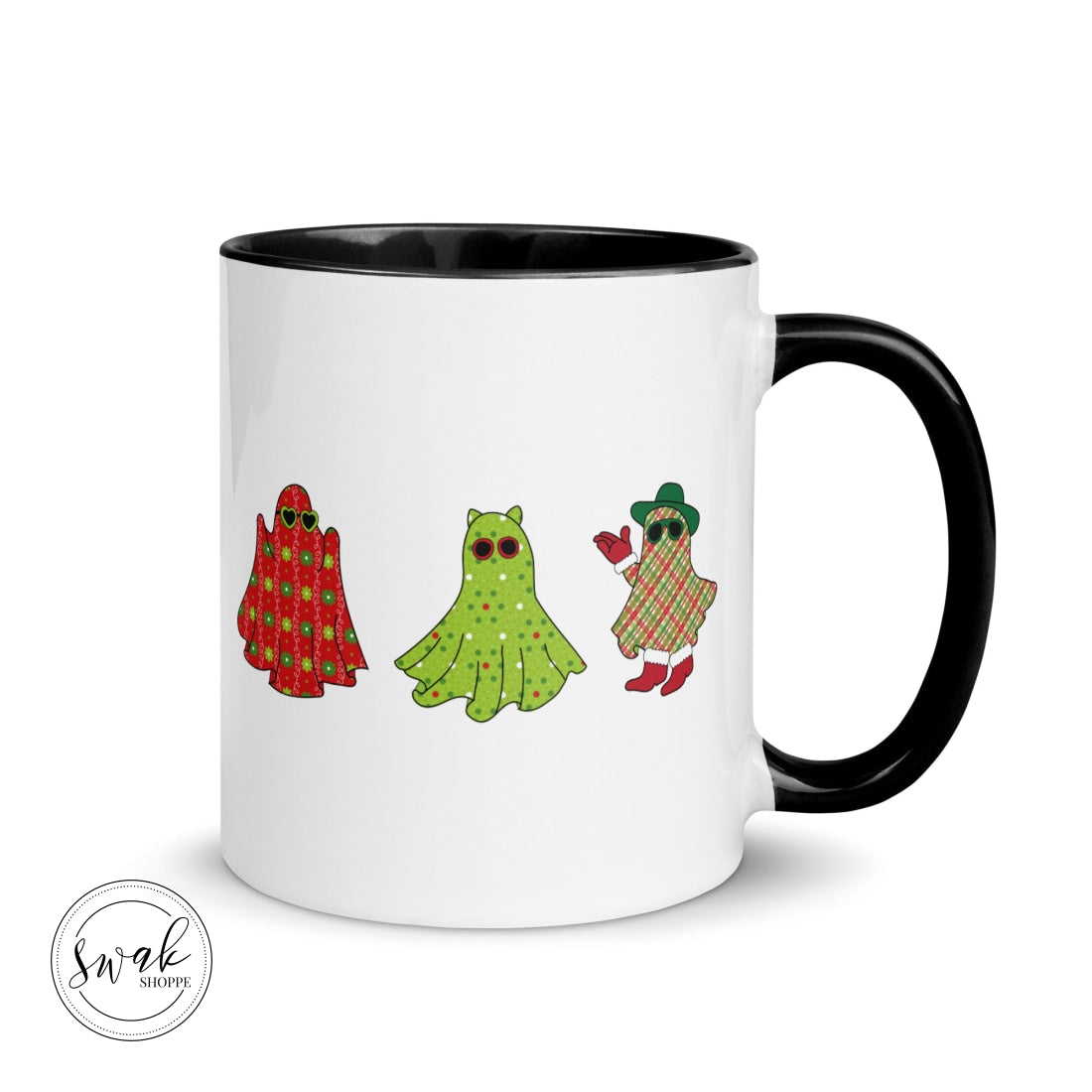 Holiday Festive Ghosts Mug Black Mugs