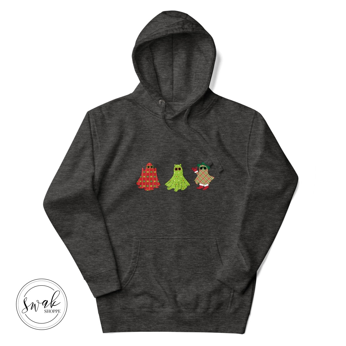 Holiday Festive Ghosts Unisex Hoodie Charcoal Heather / S