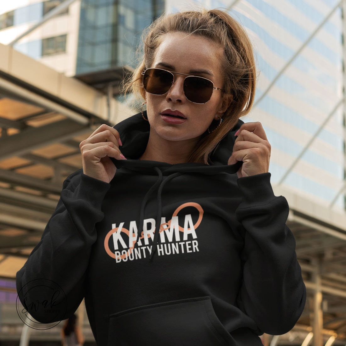 Karma Bounty Hunter White Logo Unisex Hoodie
