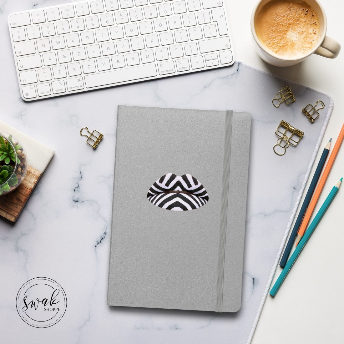 Swak Beauty Chevron Swimsuit Lip Art Hardcover Bound Notebook