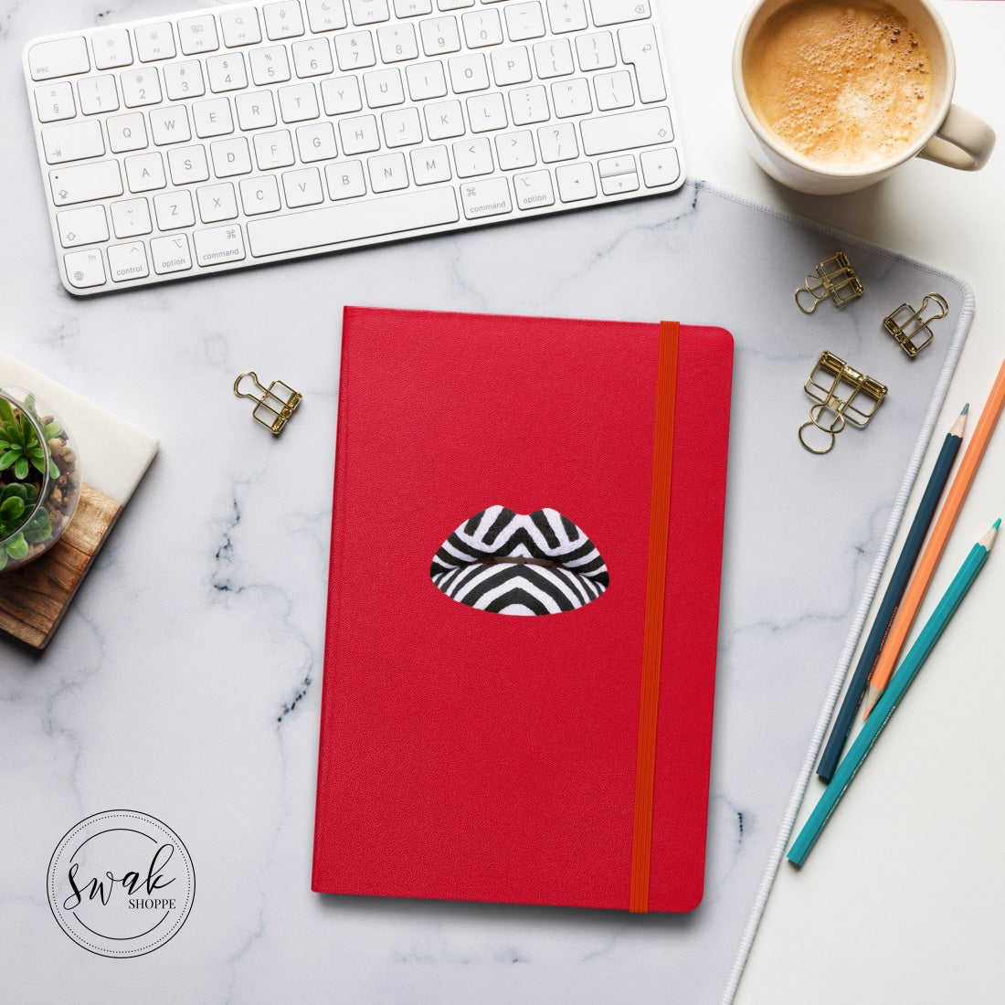 Swak Beauty Chevron Swimsuit Lip Art Hardcover Bound Notebook