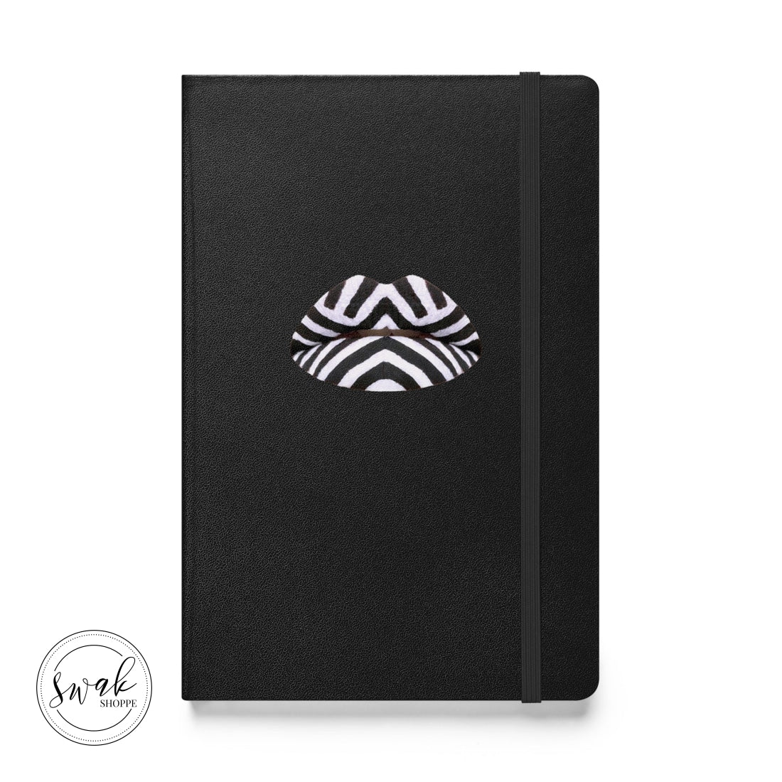 Swak Beauty Chevron Swimsuit Lip Art Hardcover Bound Notebook Black