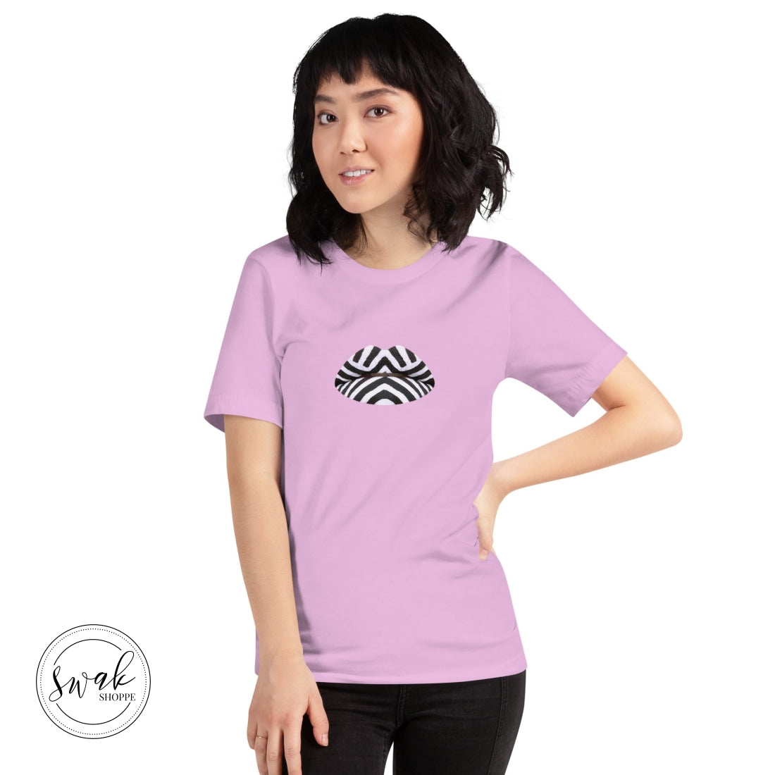 Swak Beauty Chevron Swimsuit Lip Art Unisex T-Shirt Lilac / S