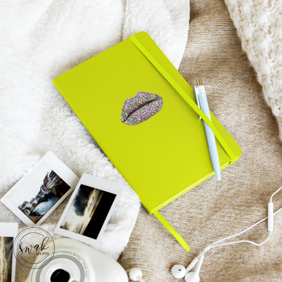 Swak Beauty Rhinestone Crystal Lip Art Hardcover Bound Notebook