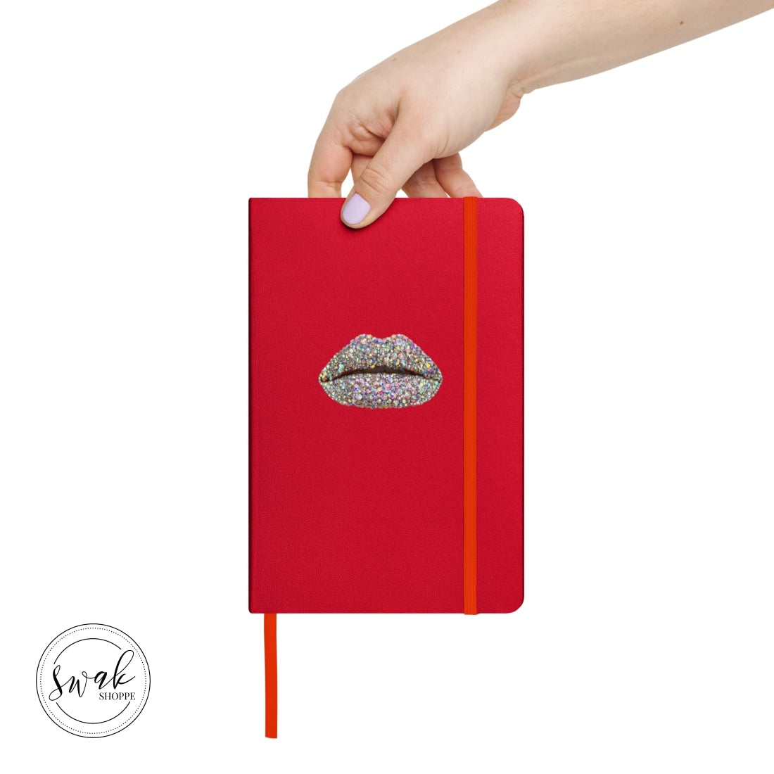Swak Beauty Rhinestone Crystal Lip Art Hardcover Bound Notebook