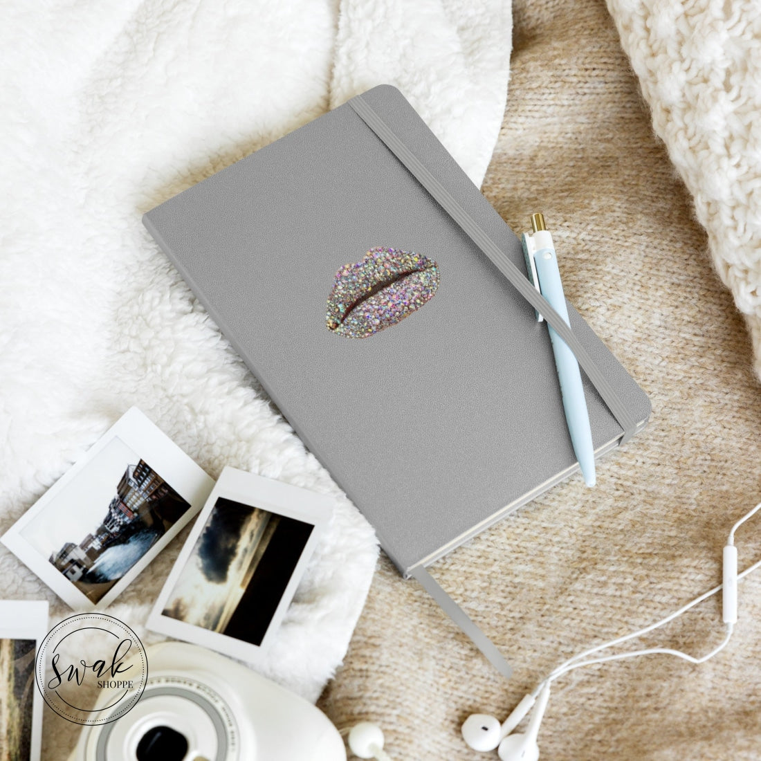 Swak Beauty Rhinestone Crystal Lip Art Hardcover Bound Notebook
