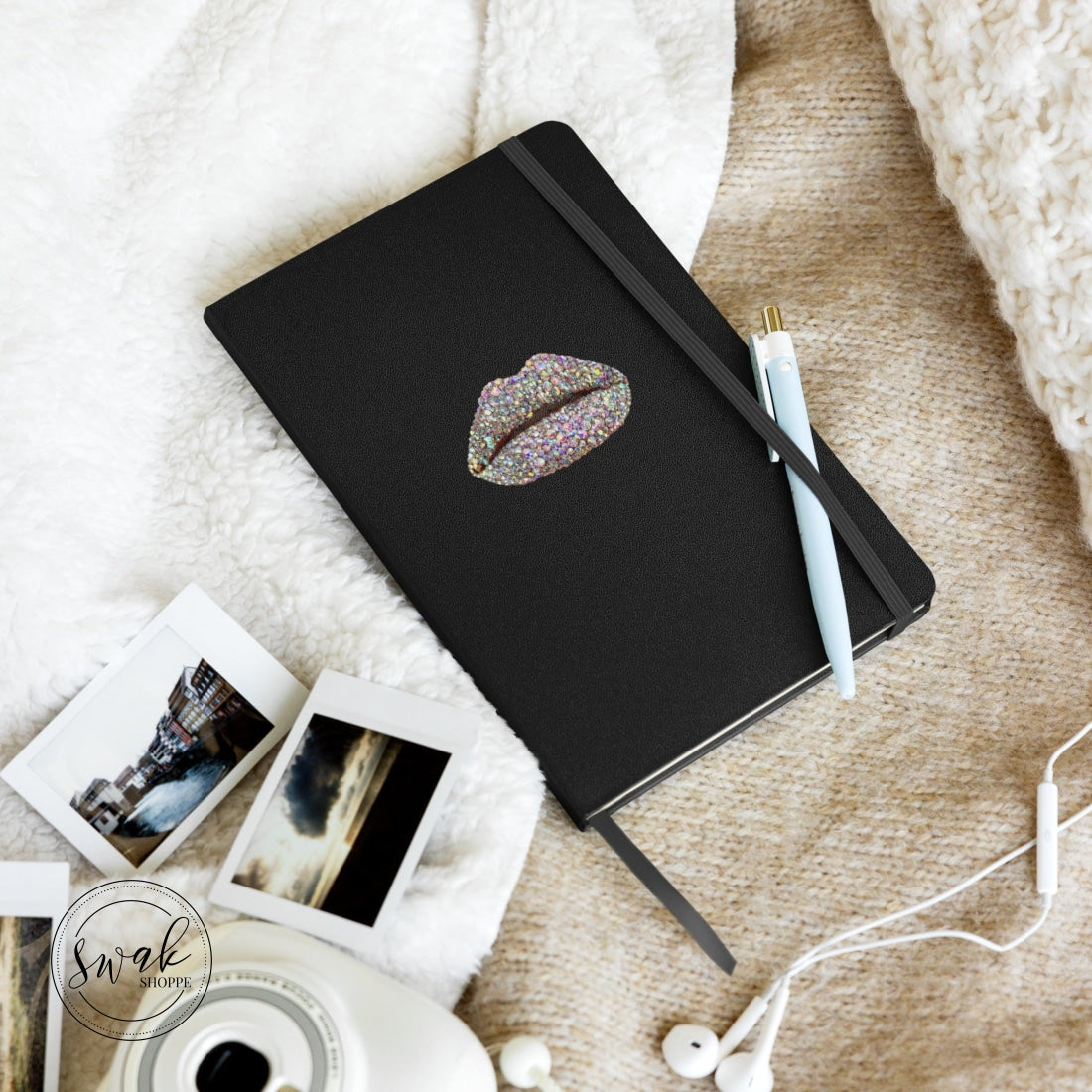 Swak Beauty Rhinestone Crystal Lip Art Hardcover Bound Notebook