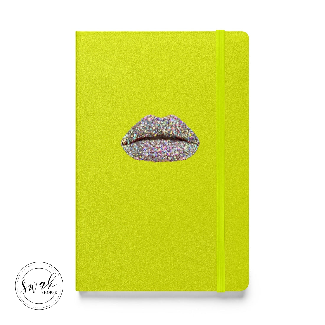 Swak Beauty Rhinestone Crystal Lip Art Hardcover Bound Notebook Lime