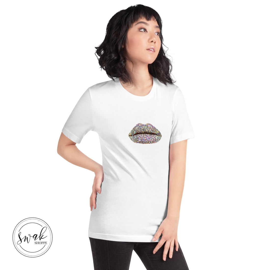 Swak Beauty Rhinestone Crystal Lip Art Unisex T-Shirt
