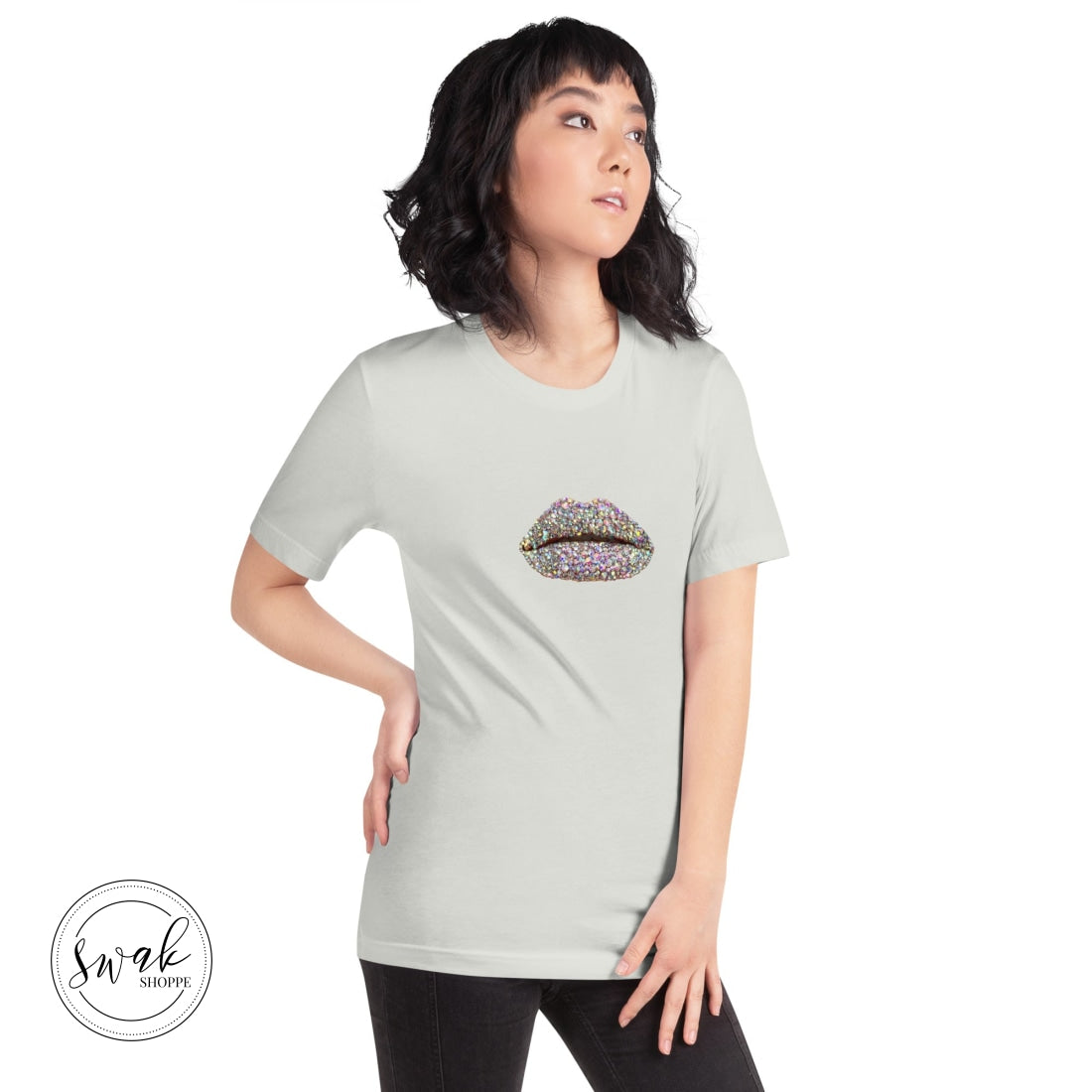 Swak Beauty Rhinestone Crystal Lip Art Unisex T-Shirt