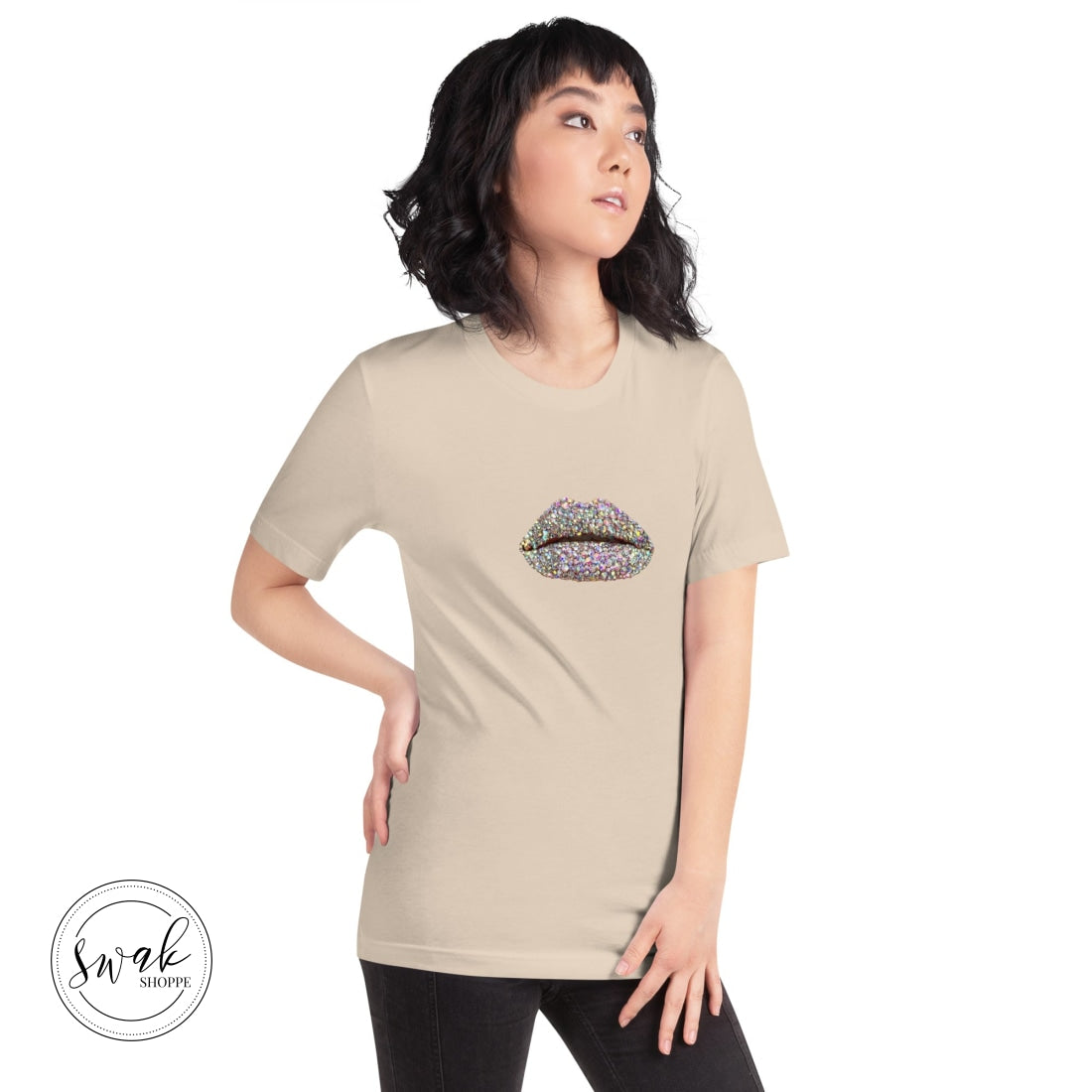 Swak Beauty Rhinestone Crystal Lip Art Unisex T-Shirt