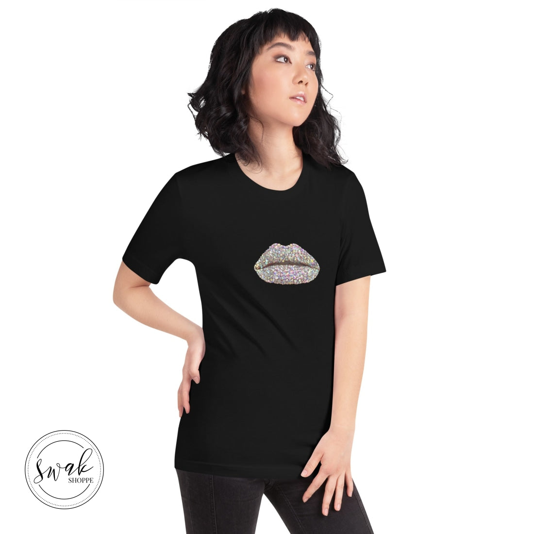 Swak Beauty Rhinestone Crystal Lip Art Unisex T-Shirt