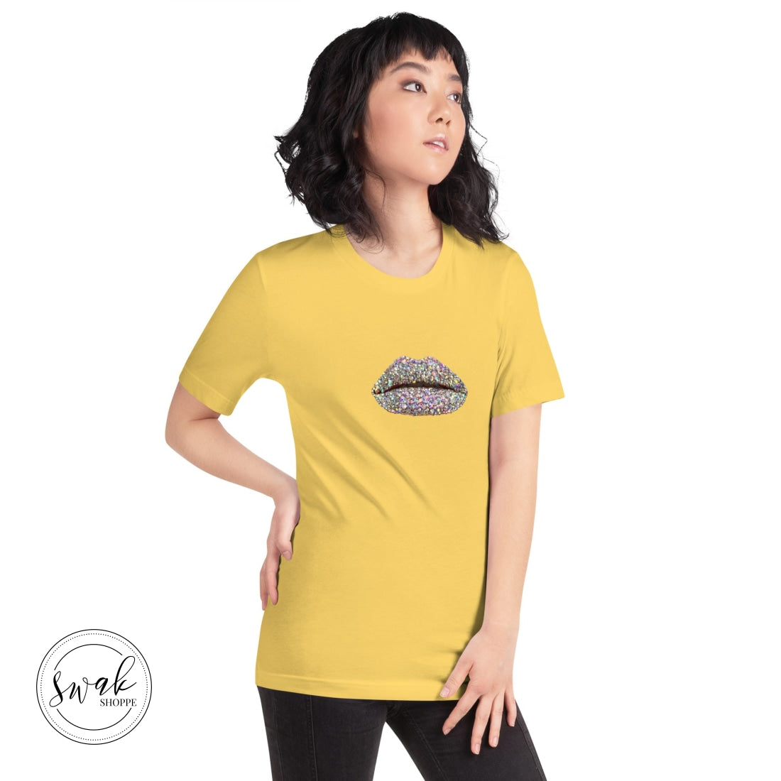 Swak Beauty Rhinestone Crystal Lip Art Unisex T-Shirt