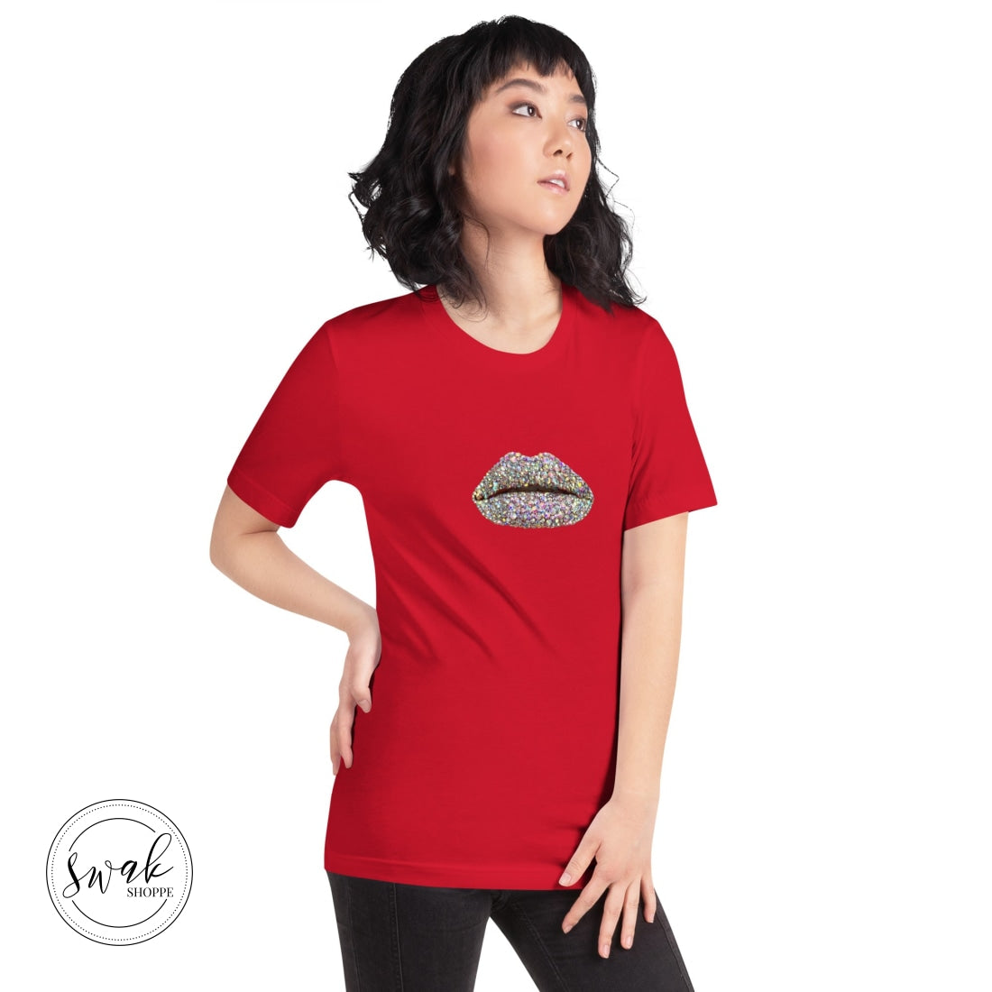 Swak Beauty Rhinestone Crystal Lip Art Unisex T-Shirt