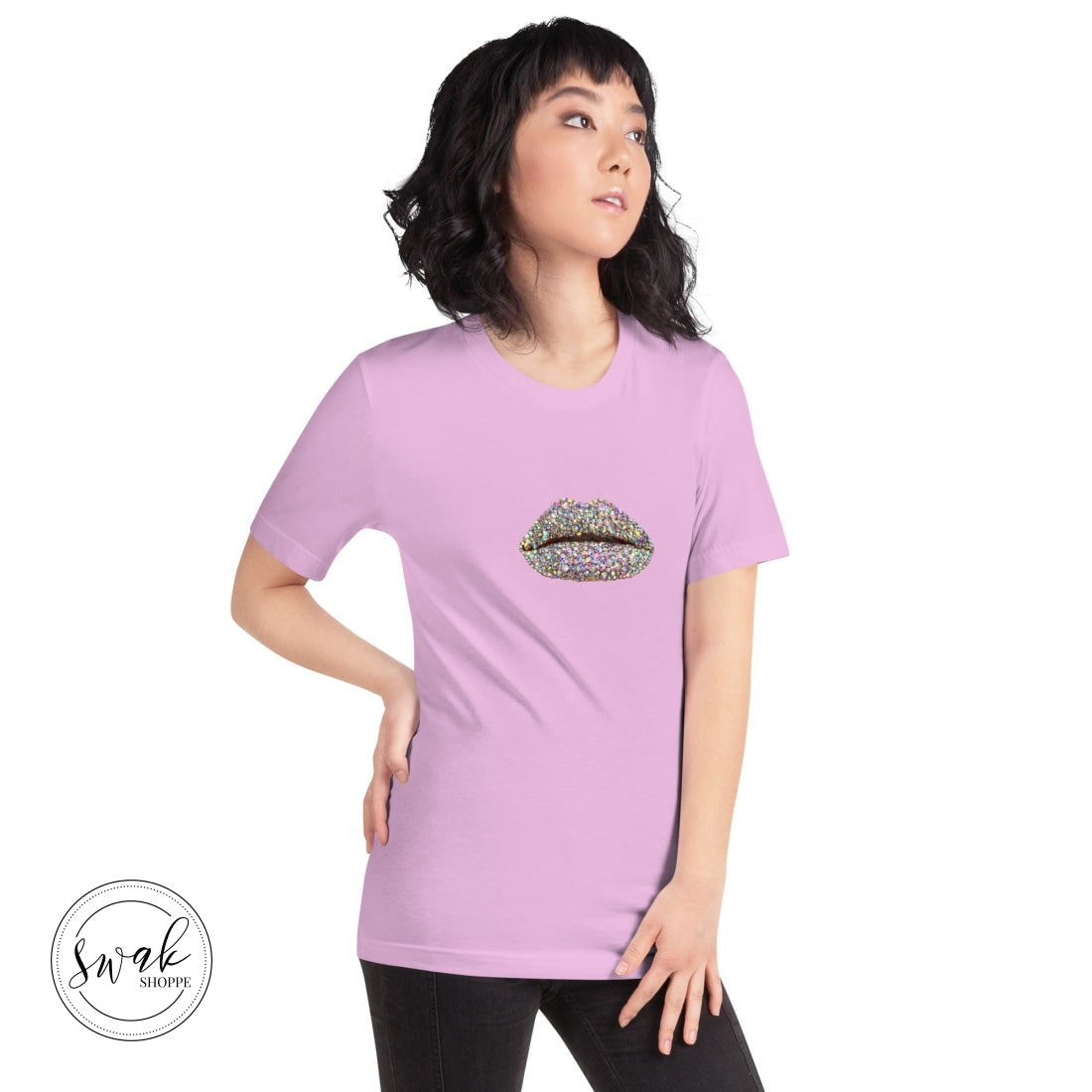 Swak Beauty Rhinestone Crystal Lip Art Unisex T-Shirt