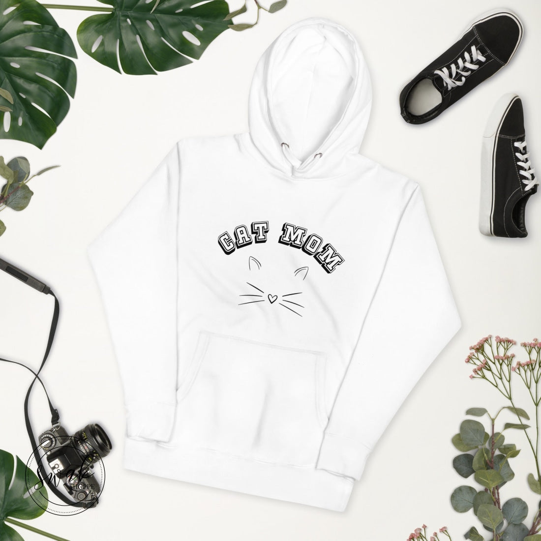 Cat Mom Collegiate Sketch Unisex Hoodie