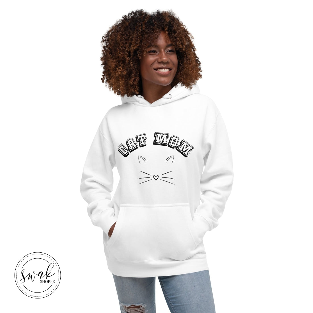Cat Mom Collegiate Sketch Unisex Hoodie