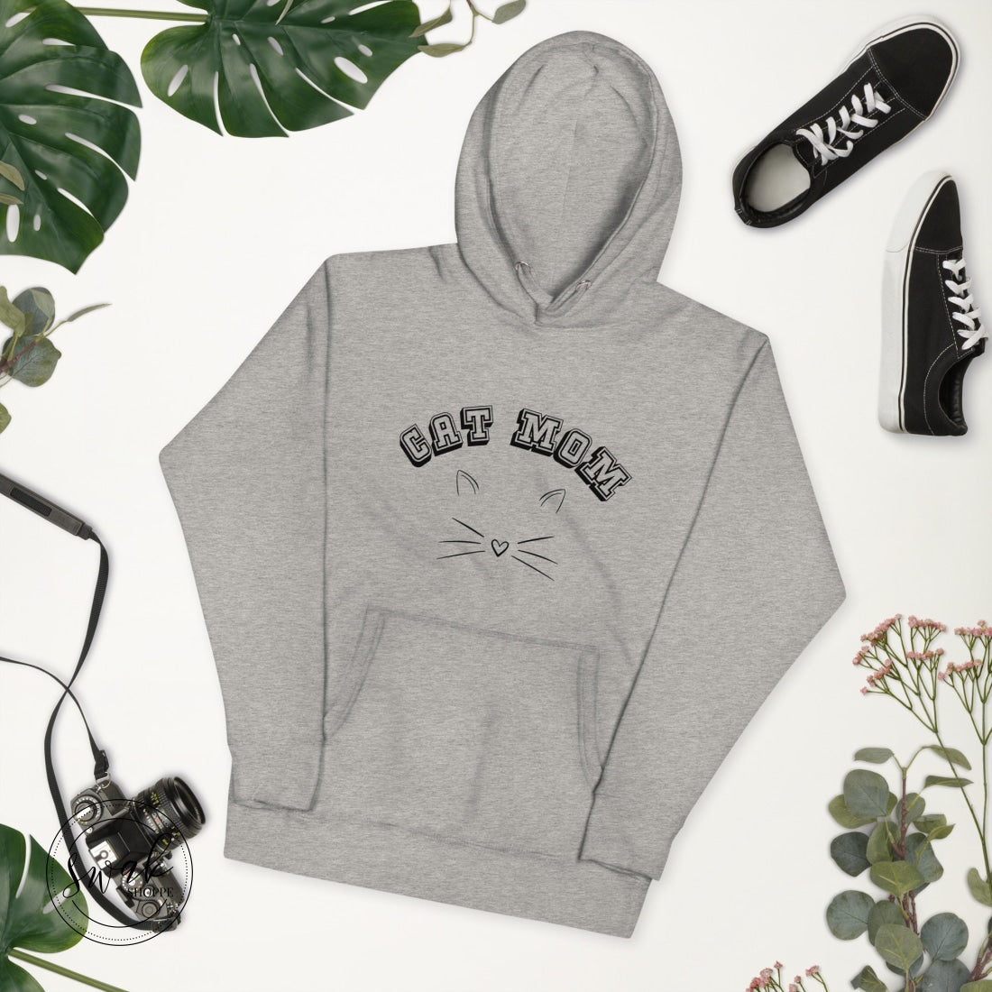 Cat Mom Collegiate Sketch Unisex Hoodie