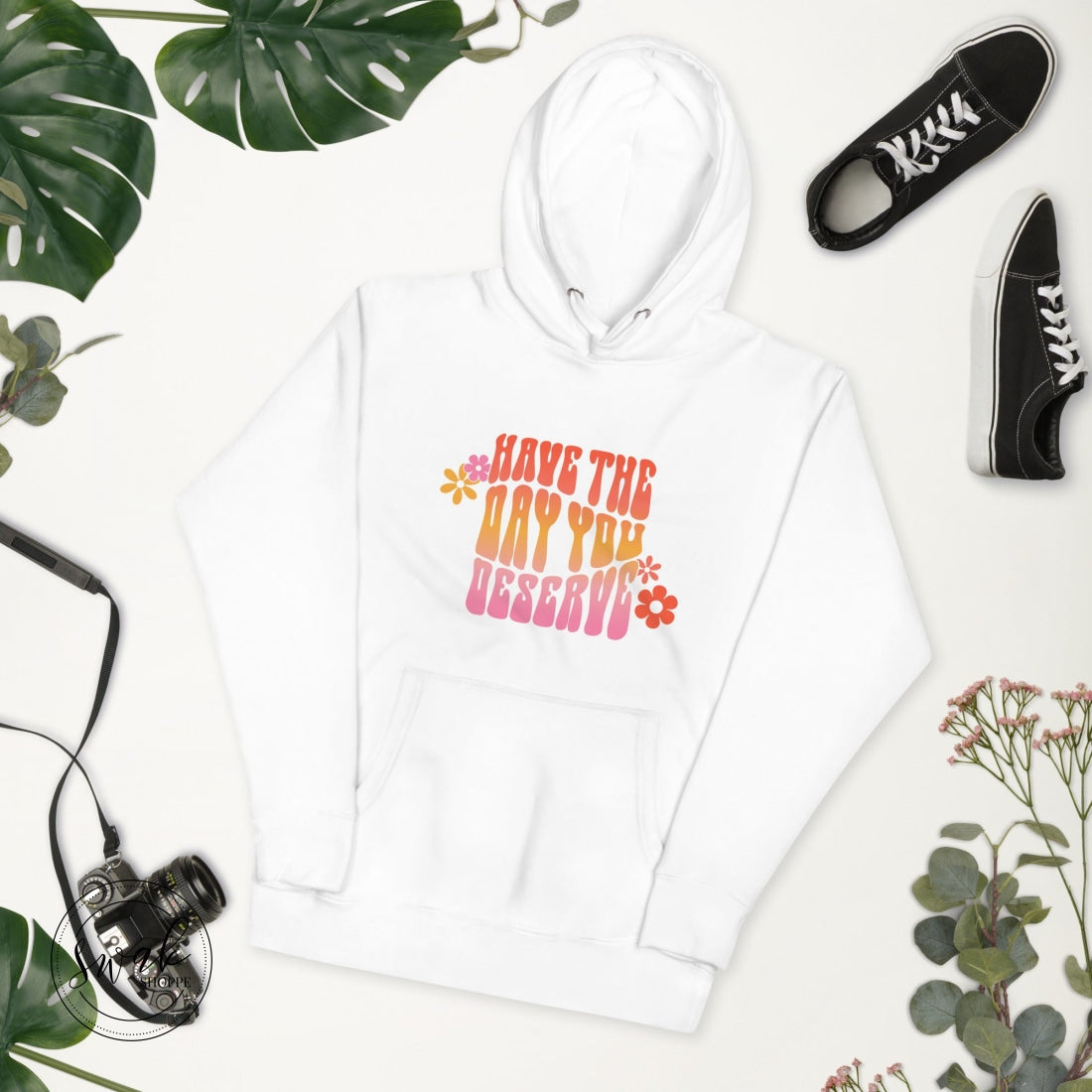 Have The Day You Deserve Groovy Retro Pink Unisex Hoodie