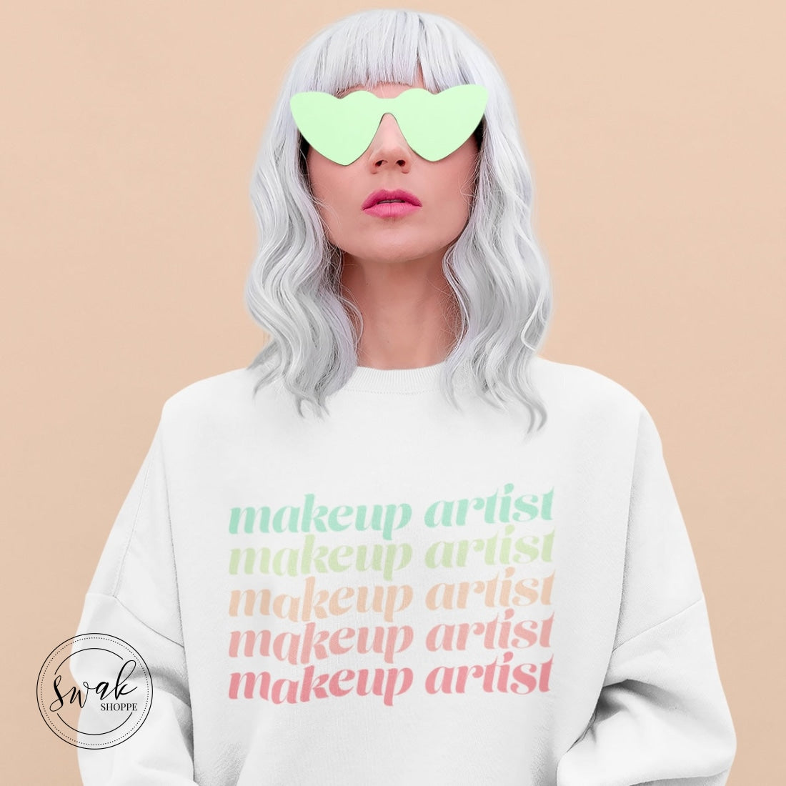 Makeup Artist Mua Pastel Rainbow Deco Text Unisex Fashion Sweatshirt
