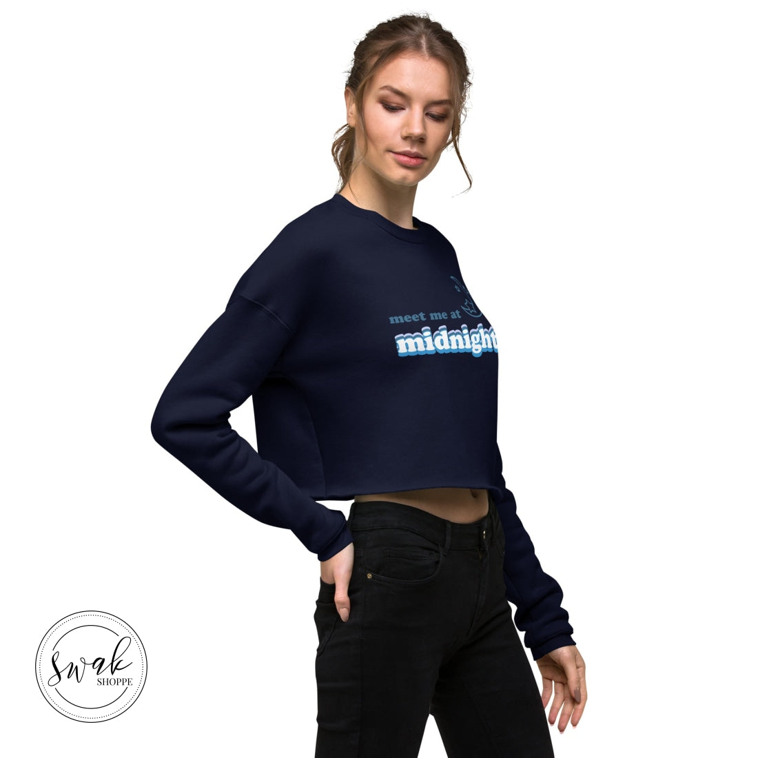 Meet Me At Midnight Retro Text Swiftie Cropped Sweatshirt