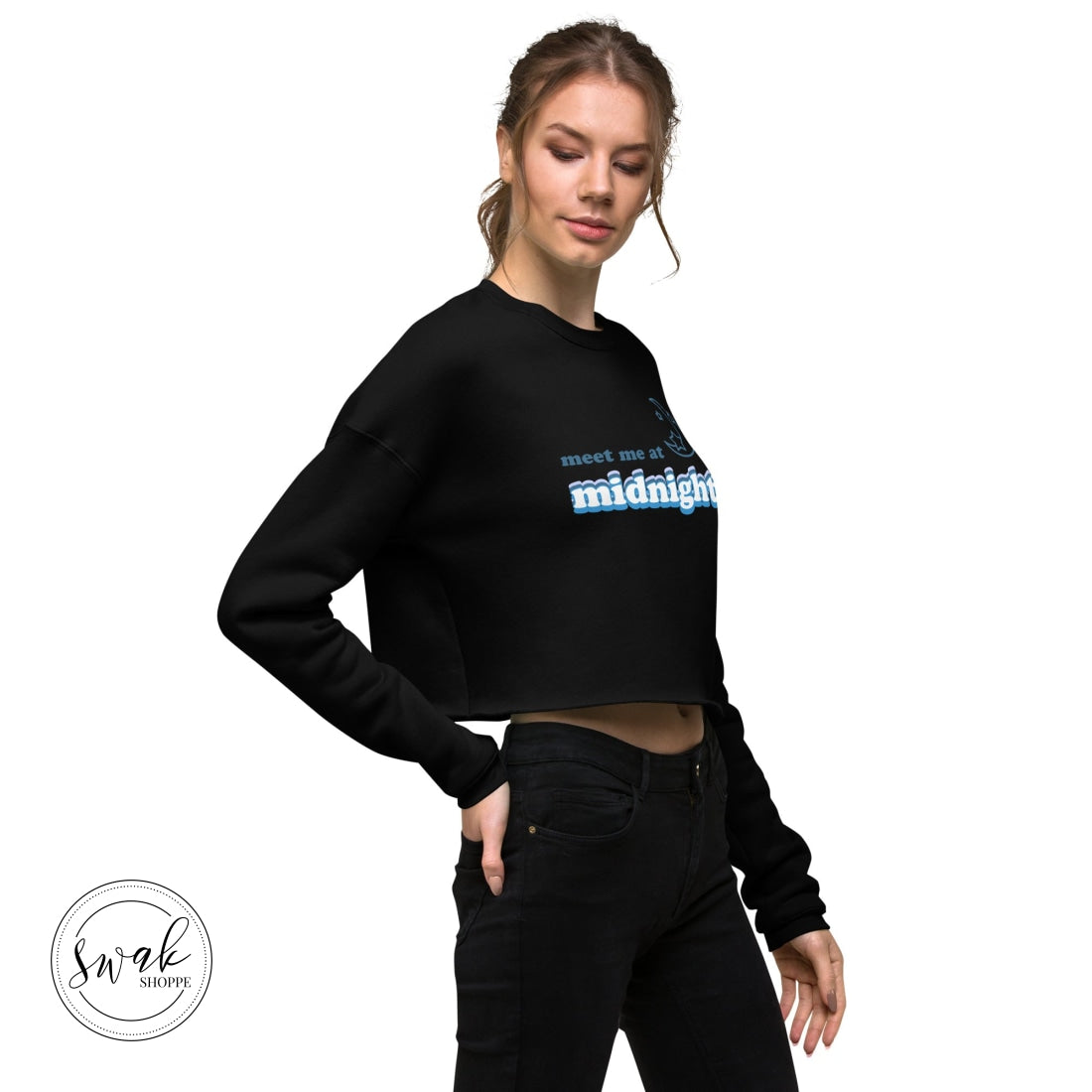 Meet Me At Midnight Retro Text Swiftie Cropped Sweatshirt