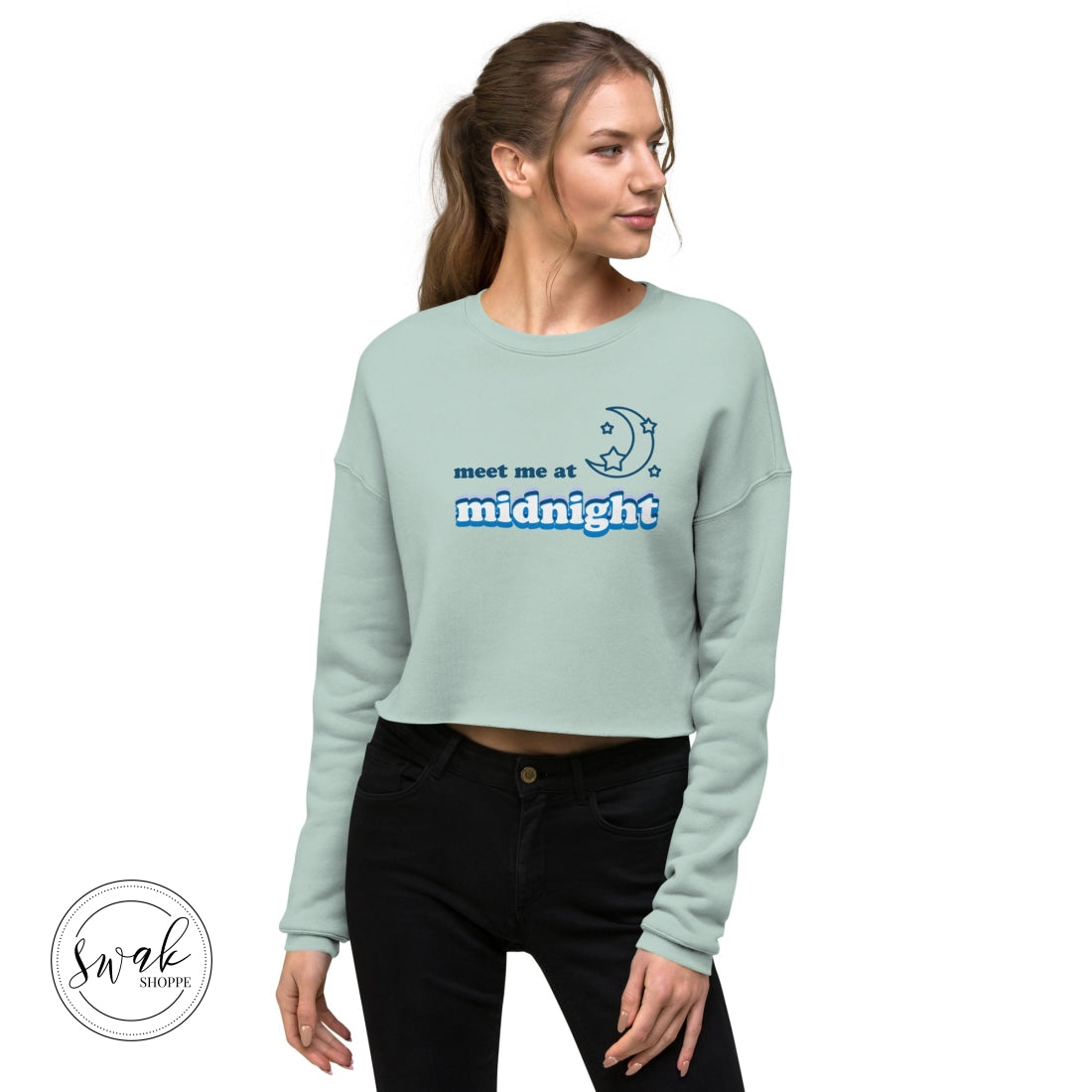 Meet Me At Midnight Retro Text Swiftie Cropped Sweatshirt