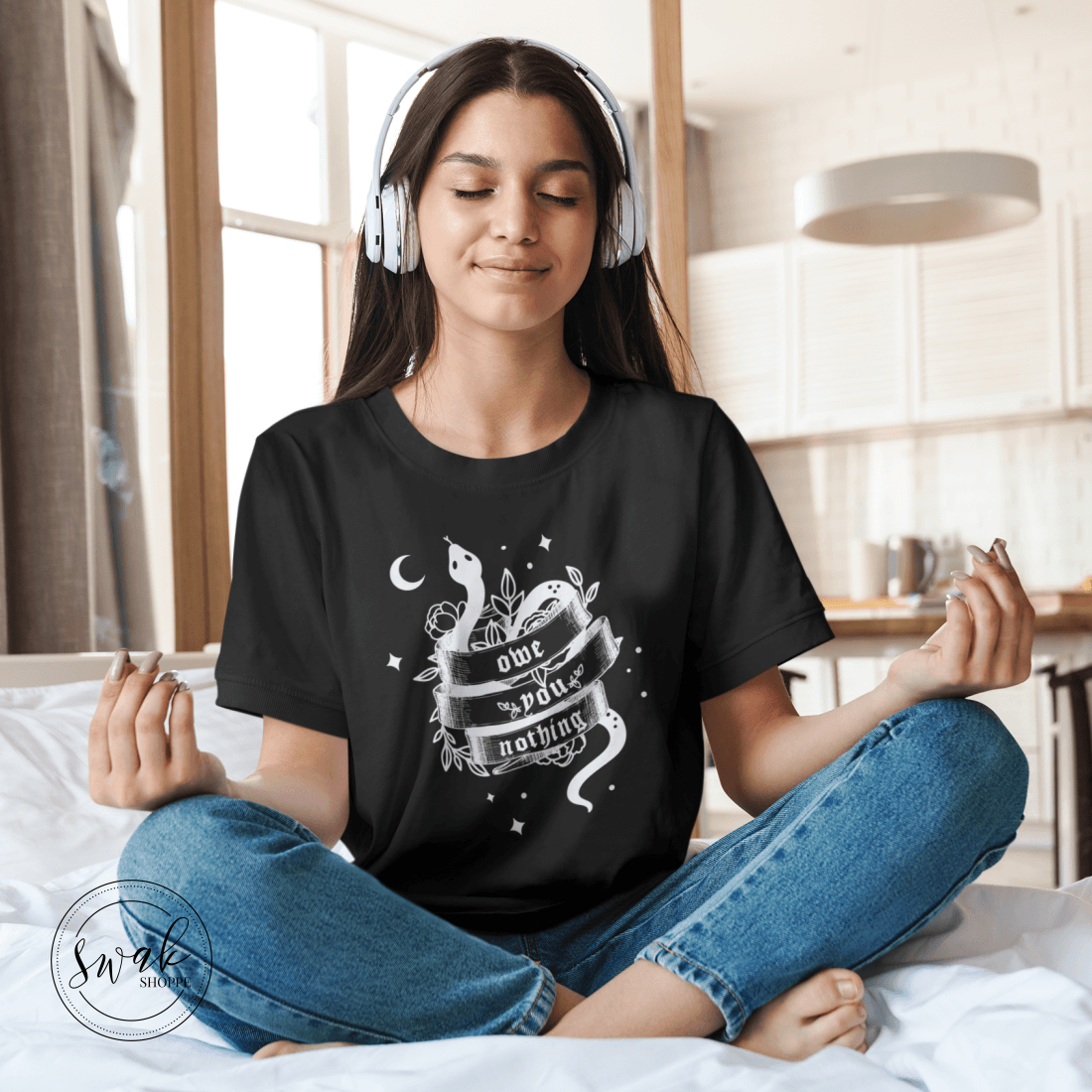 Owe You Nothing Did Something Bad Snake Tattoo White Logo Unisex T-Shirt