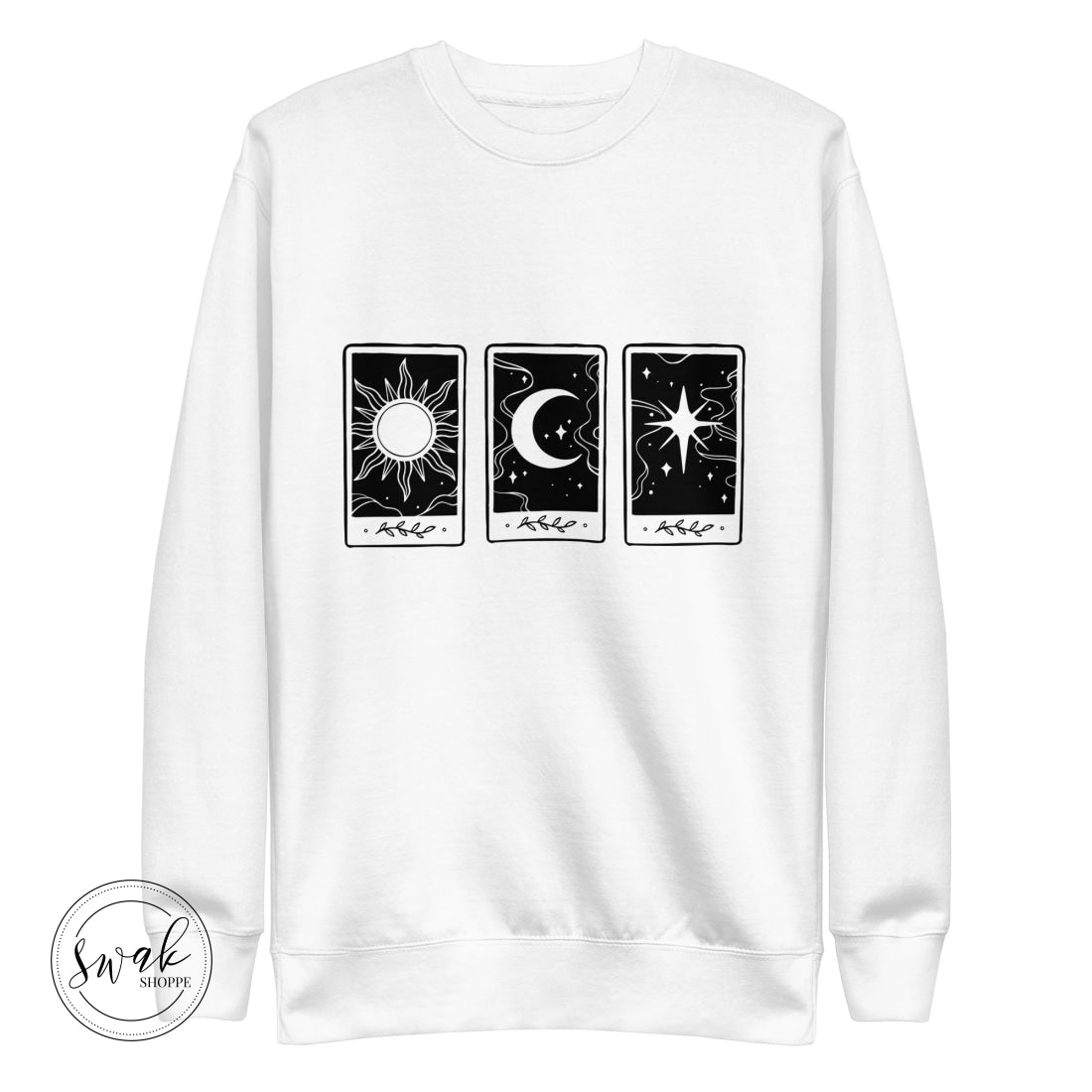 Sun Moon & Stars Triple Tarot Unisex Fashion Sweatshirt White / S