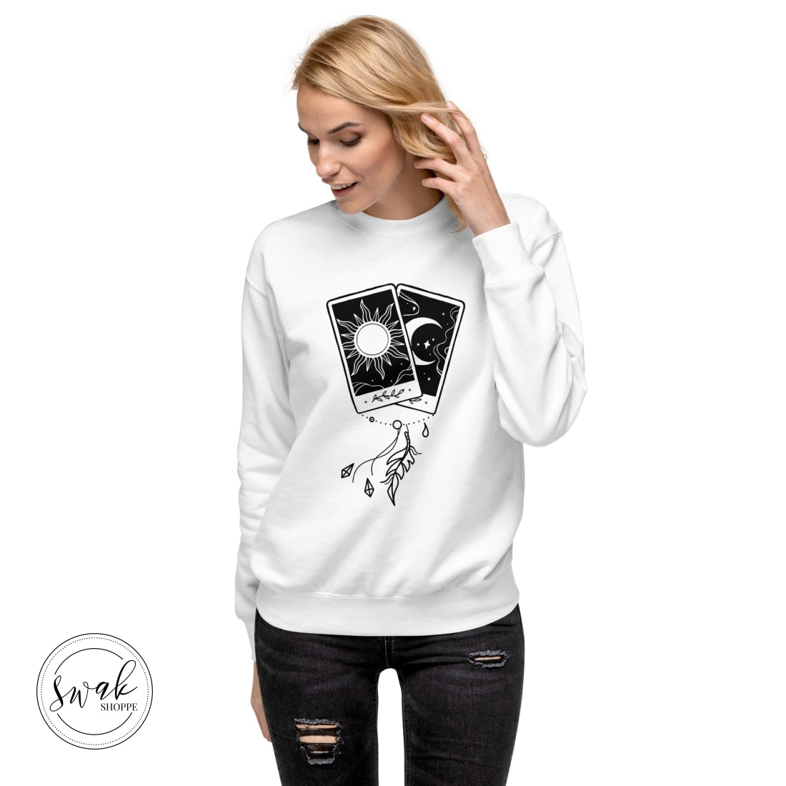 Sun & Moon Tarot Feather Charm Unisex Fashion Sweatshirt