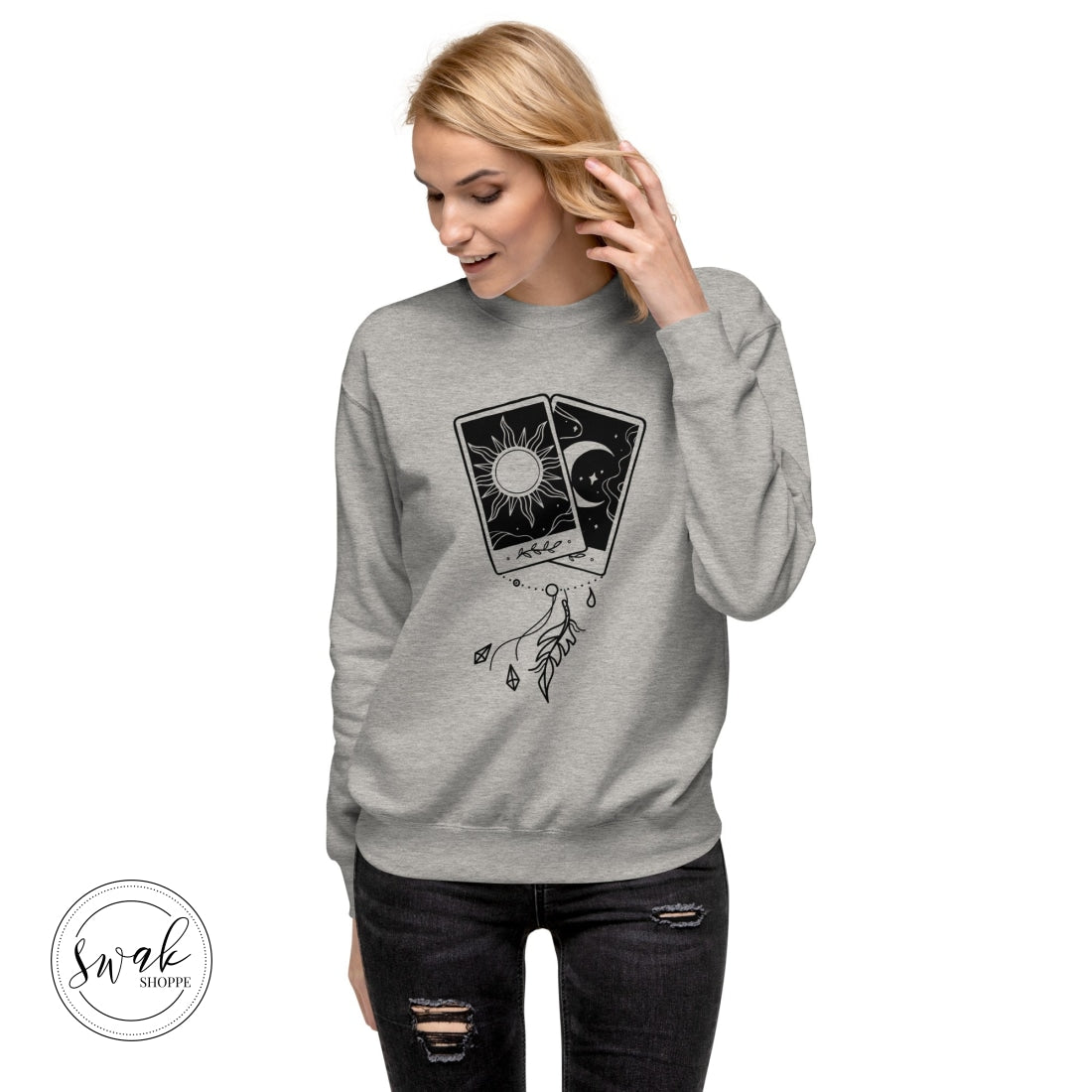 Sun & Moon Tarot Feather Charm Unisex Fashion Sweatshirt