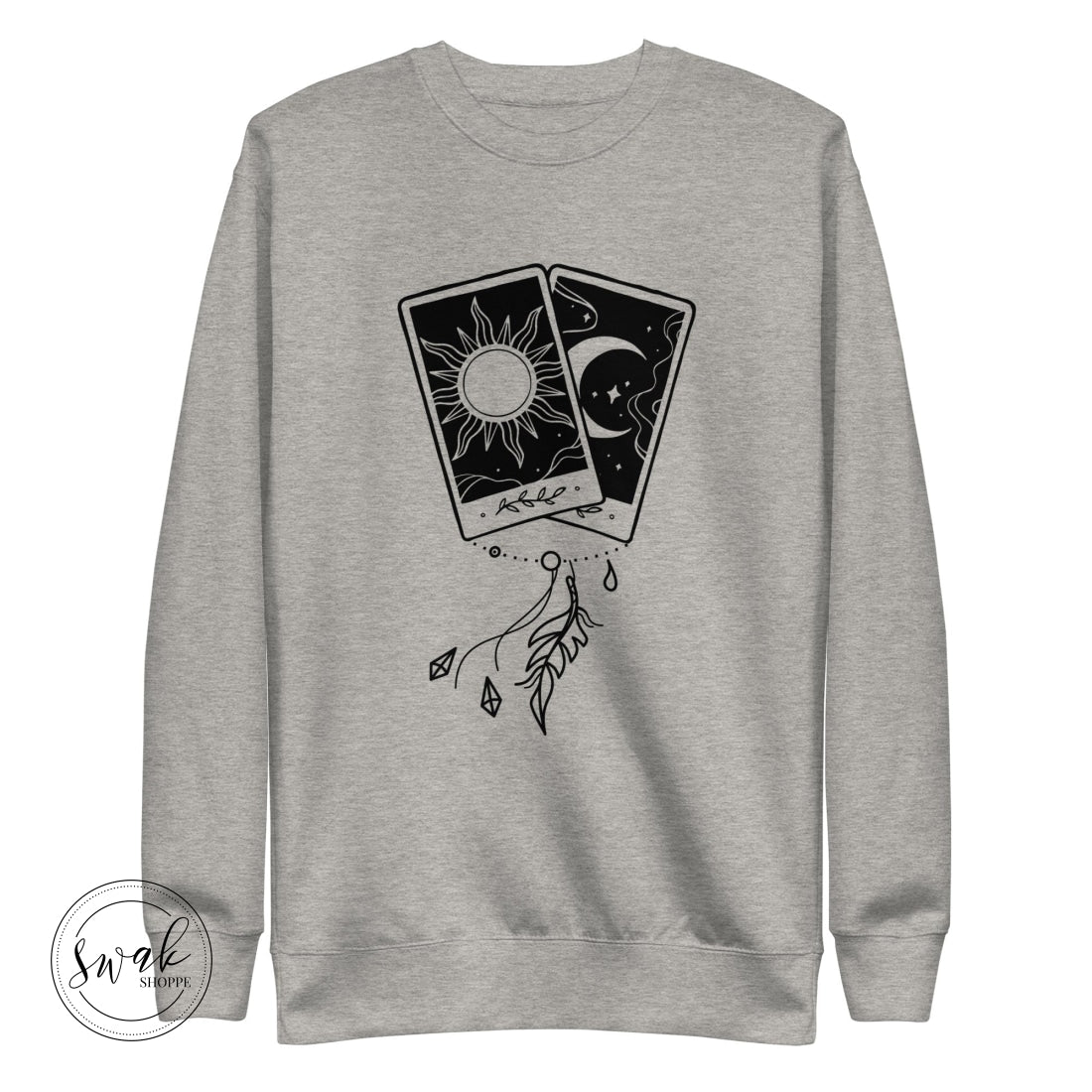 Sun & Moon Tarot Feather Charm Unisex Fashion Sweatshirt Carbon Grey / S