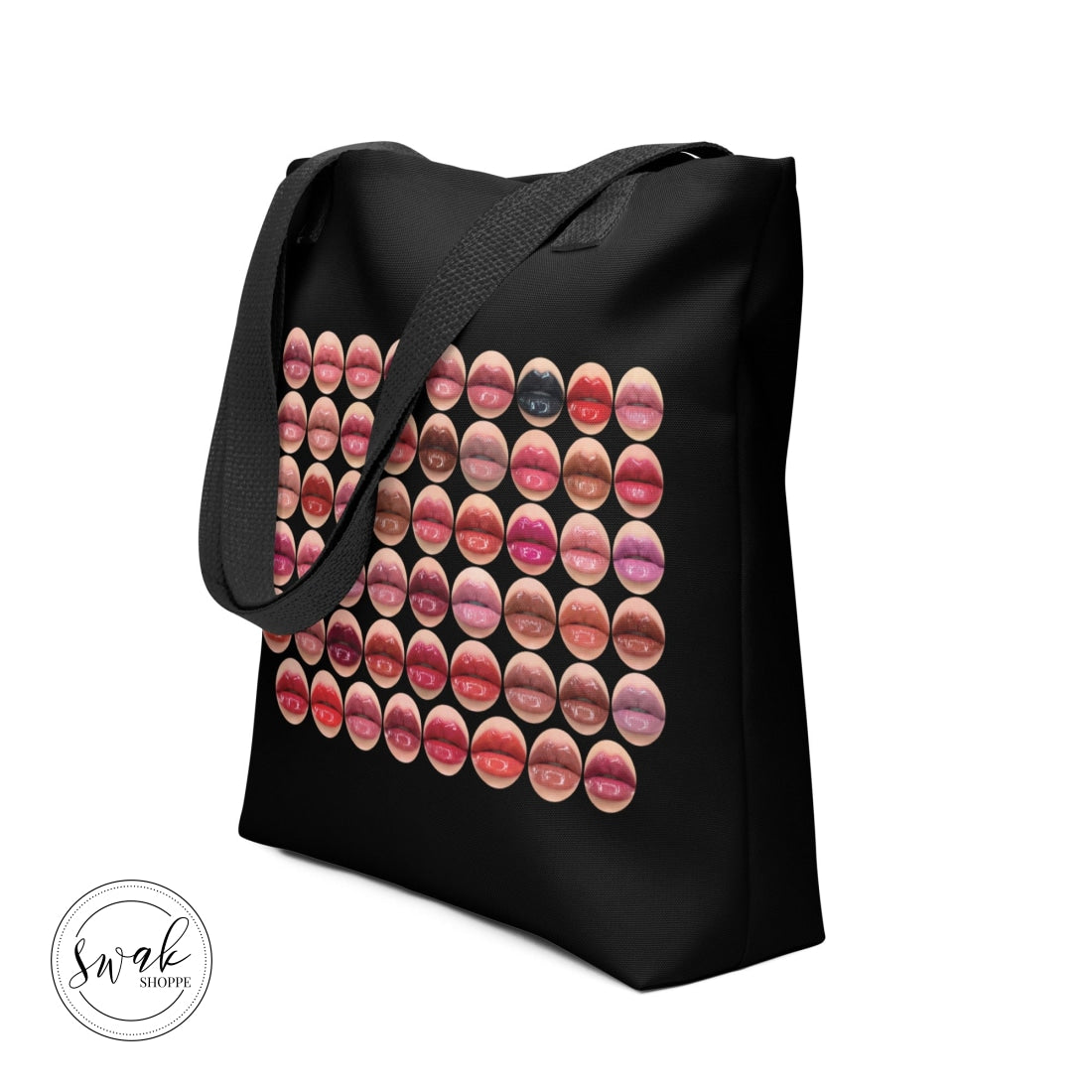 Swak Beauty Lips Circles Collage Black Tote Bag