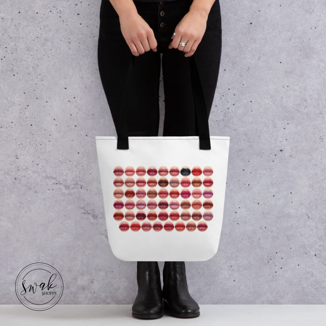 Swak Beauty Lips Circles Collage White Tote Bag