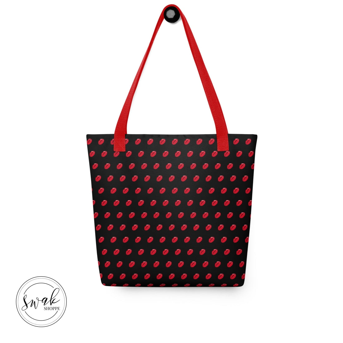 Swak Lips Illustration Pattern Black Tote Bag