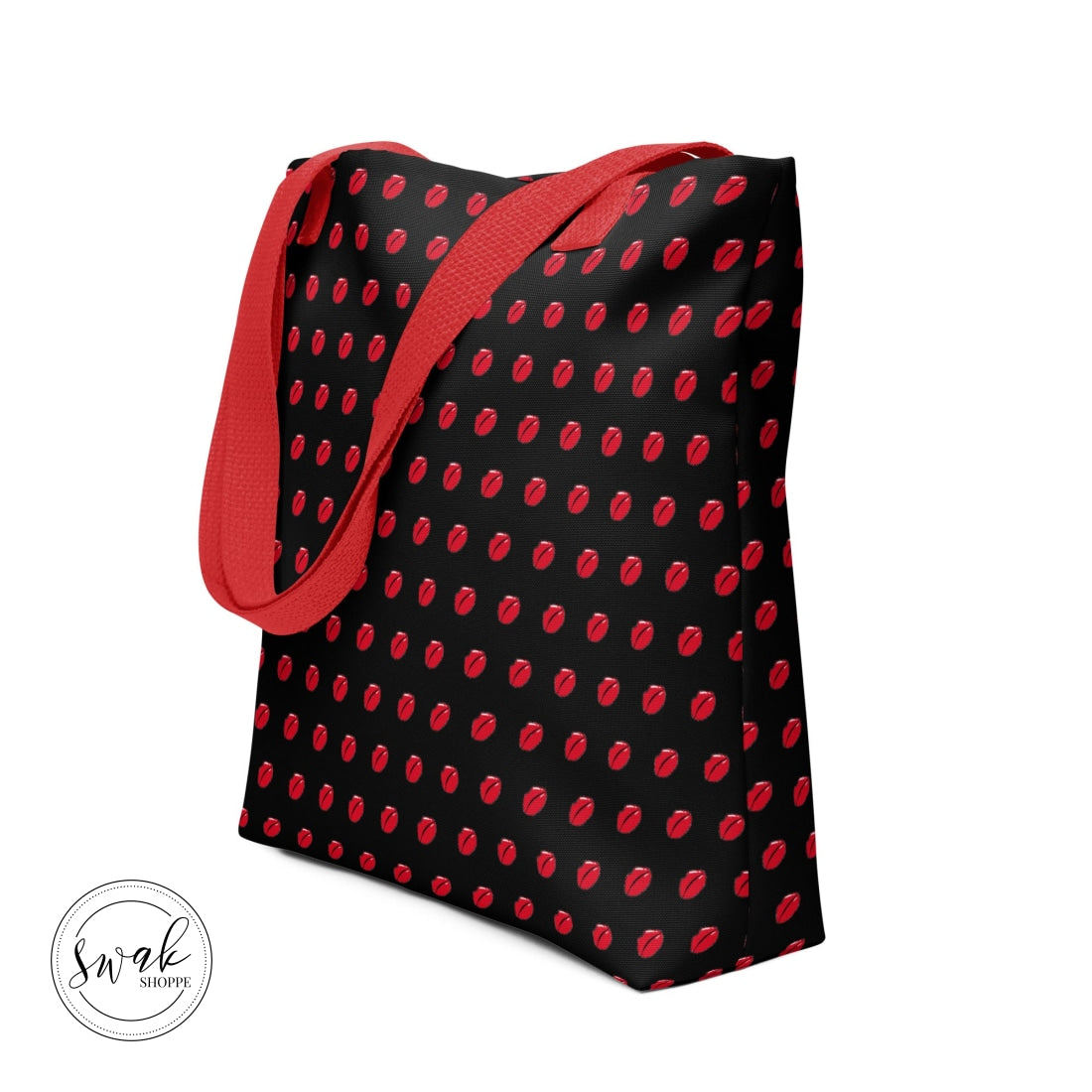 Swak Lips Illustration Pattern Black Tote Bag