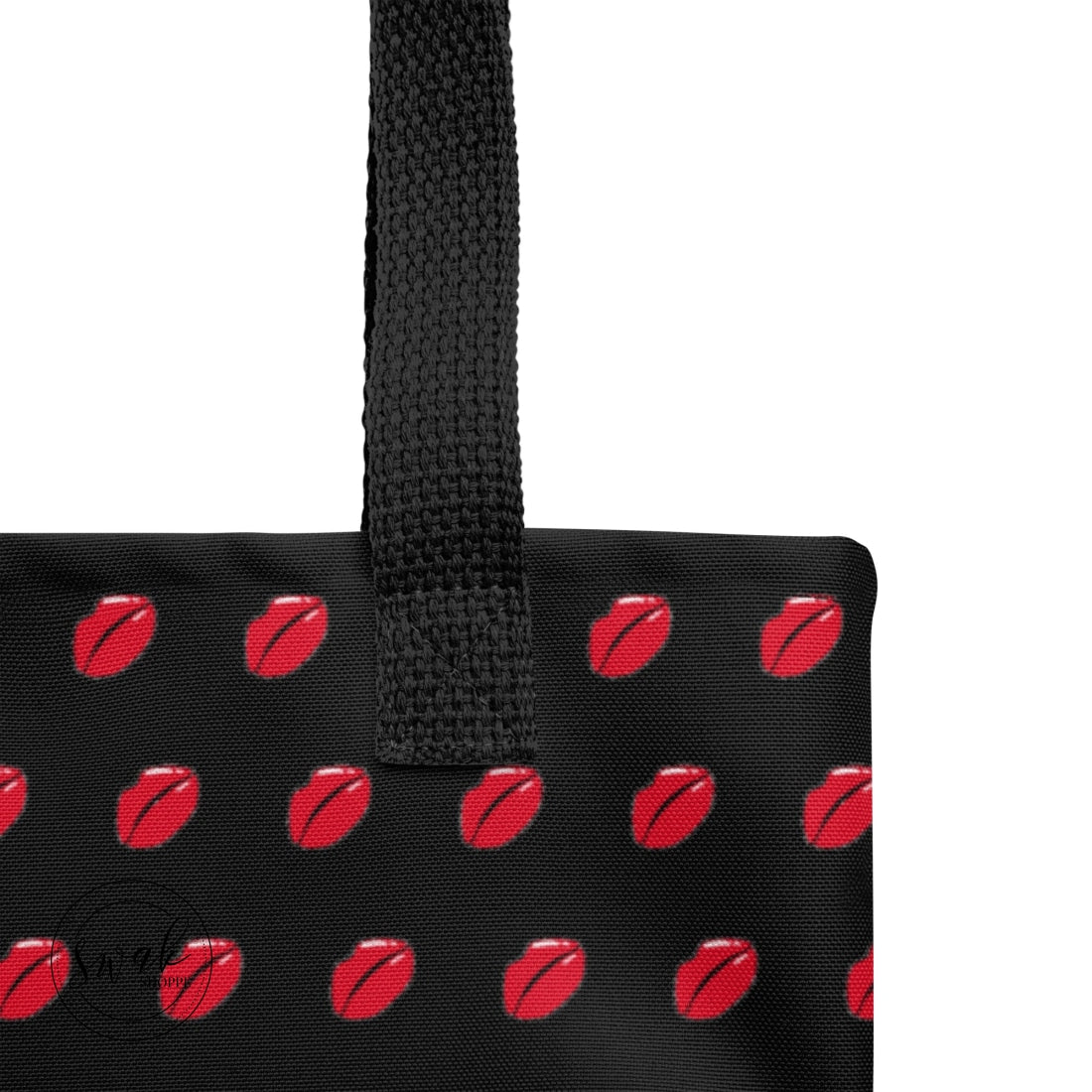 Swak Lips Illustration Pattern Black Tote Bag
