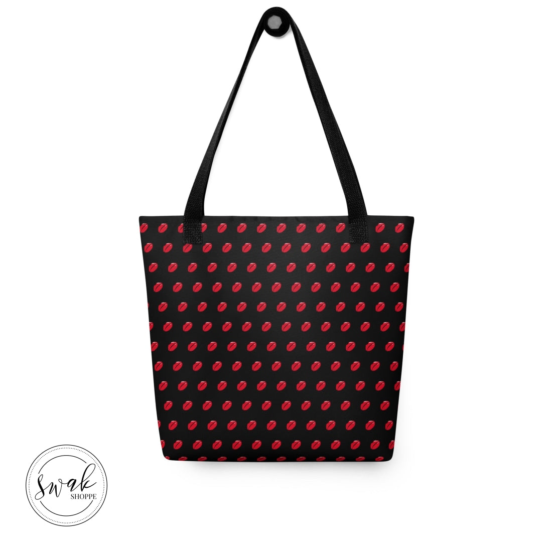 Swak Lips Illustration Pattern Black Tote Bag