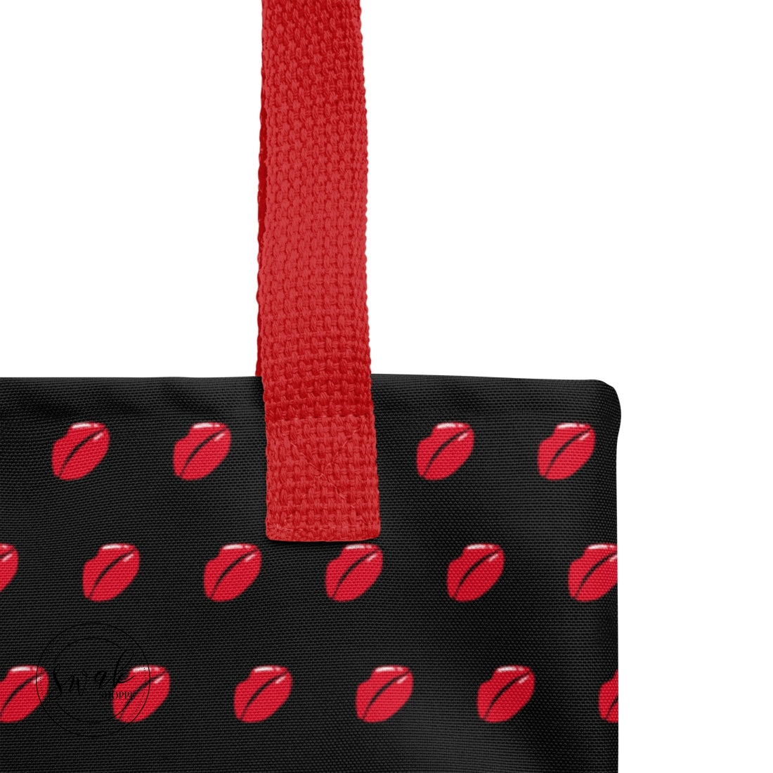 Swak Lips Illustration Pattern Black Tote Bag