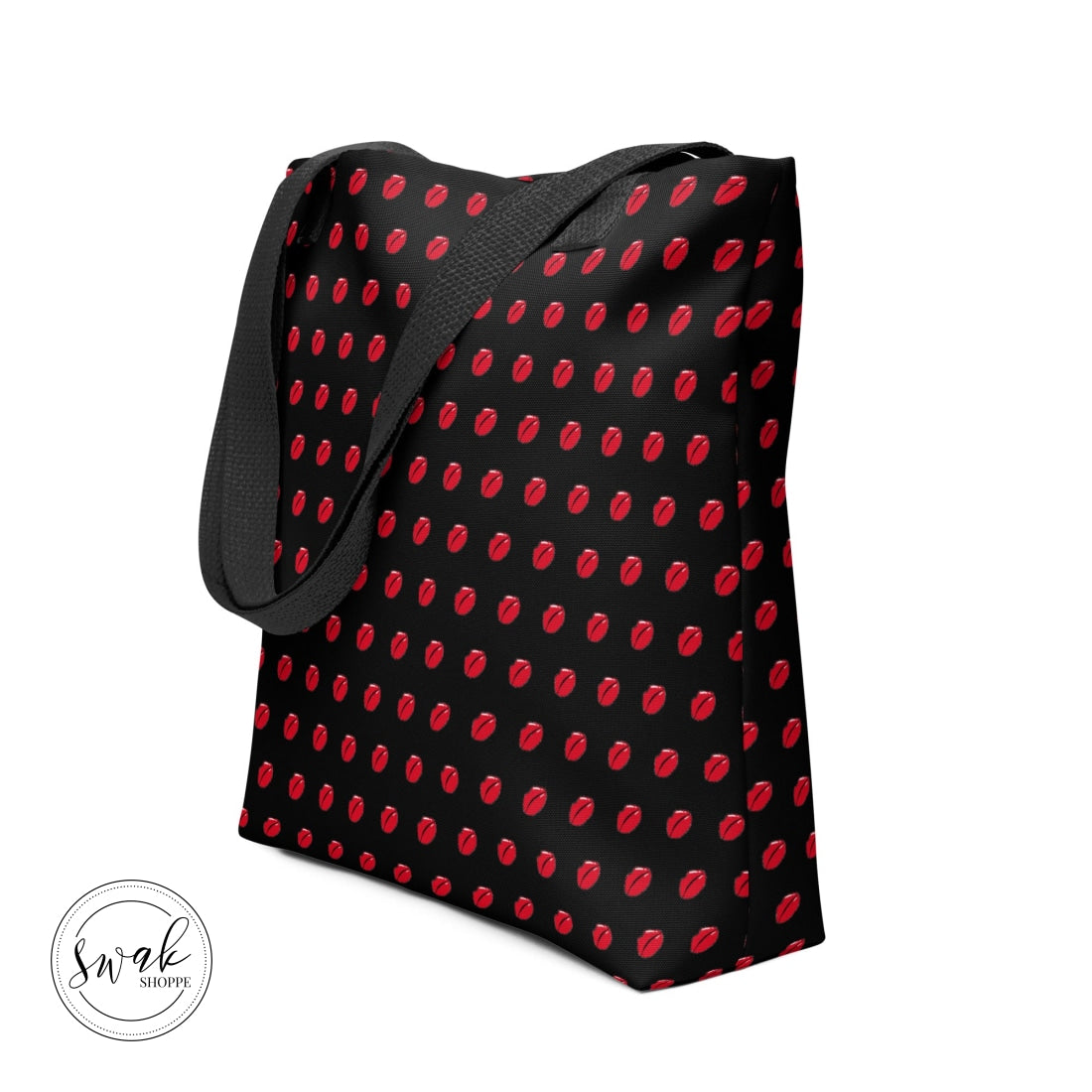 Swak Lips Illustration Pattern Black Tote Bag
