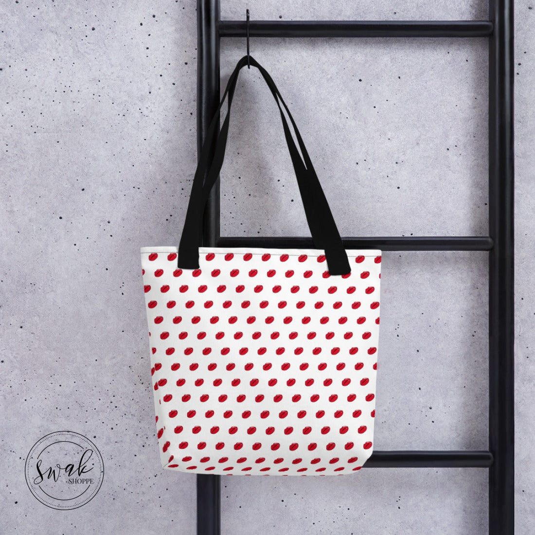 Swak Lips Illustration Pattern White Tote Bag