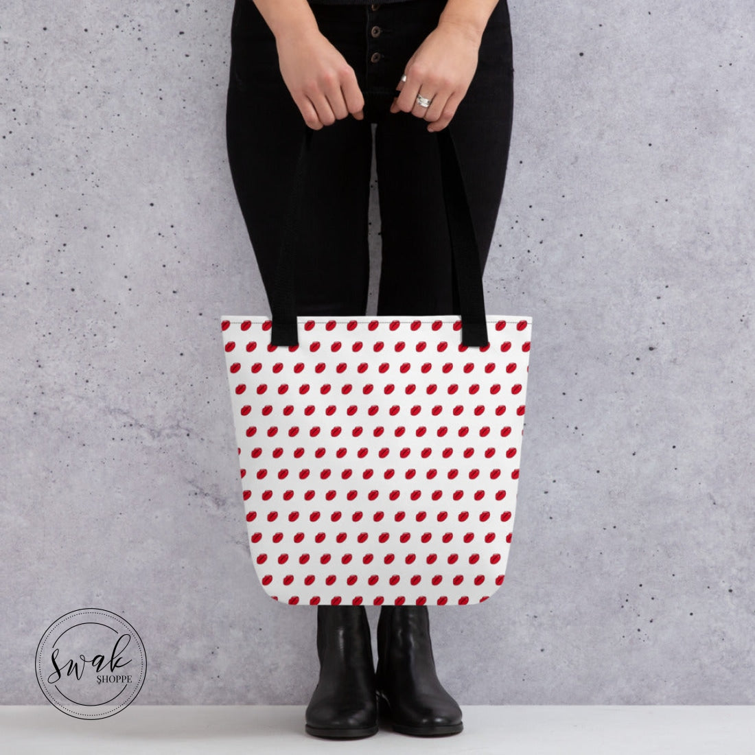 Swak Lips Illustration Pattern White Tote Bag