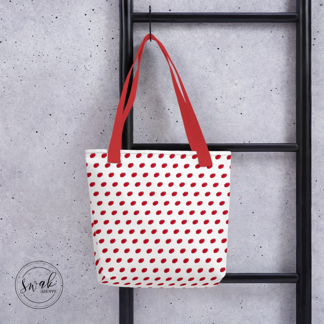 Swak Lips Illustration Pattern White Tote Bag
