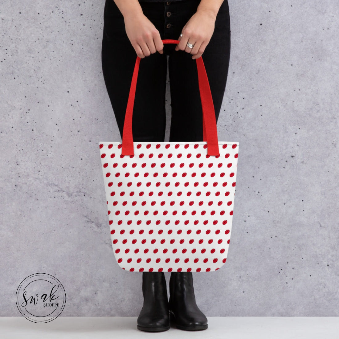 Swak Lips Illustration Pattern White Tote Bag