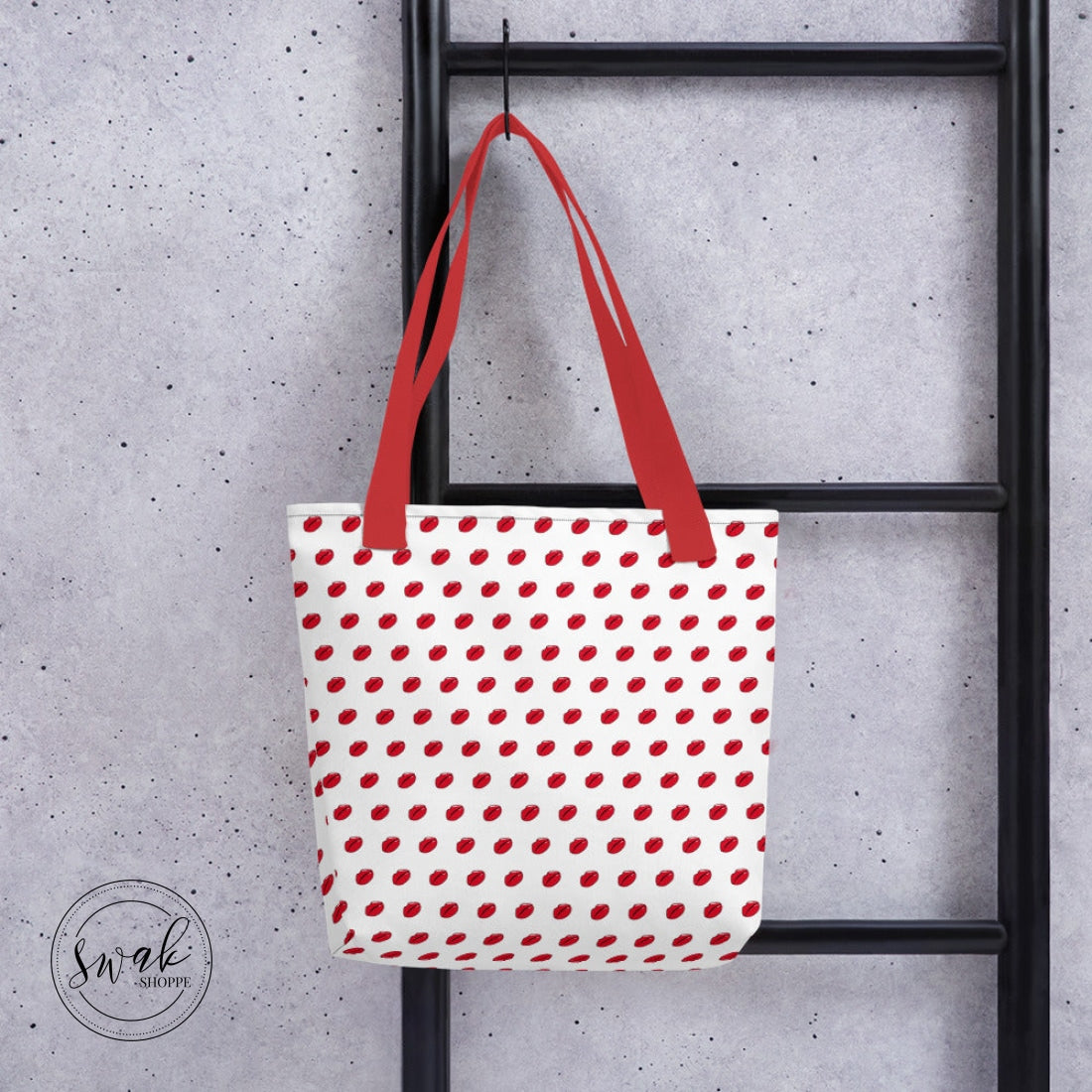 Swak Lips Illustration Pattern White Tote Bag