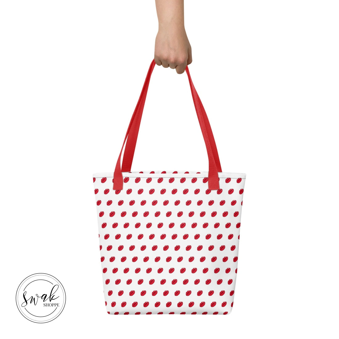 Swak Lips Illustration Pattern White Tote Bag