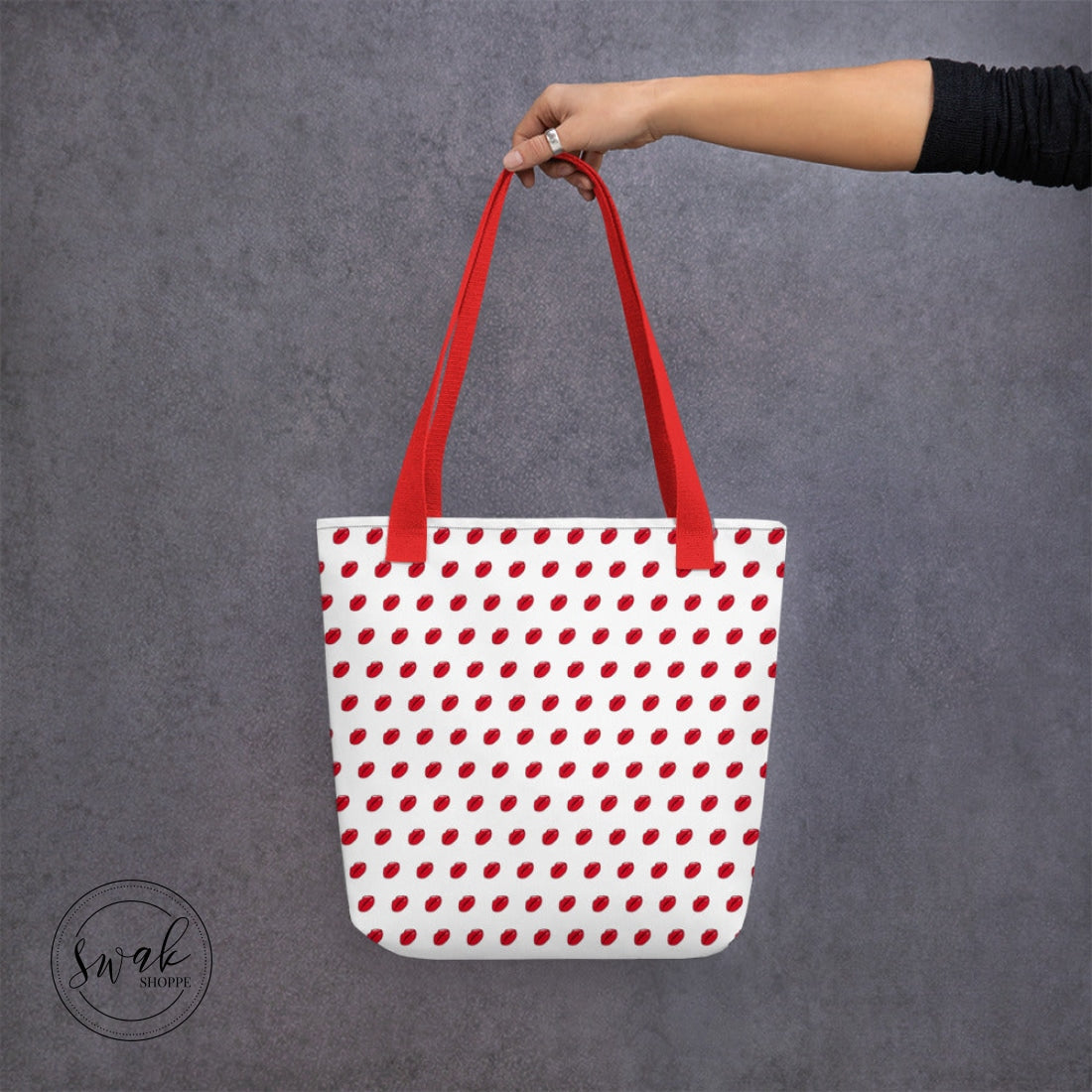 Swak Lips Illustration Pattern White Tote Bag