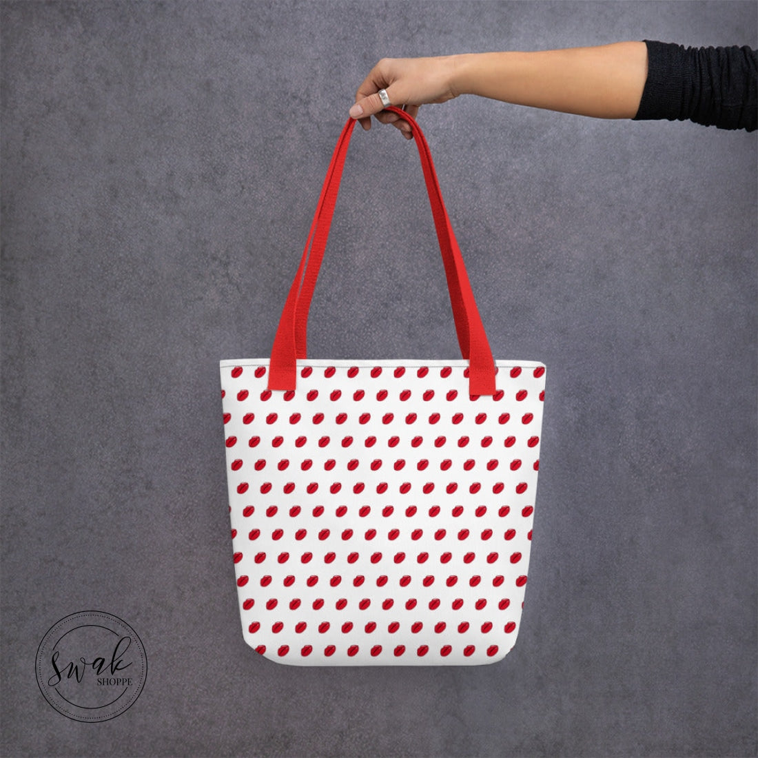 Swak Lips Illustration Pattern White Tote Bag