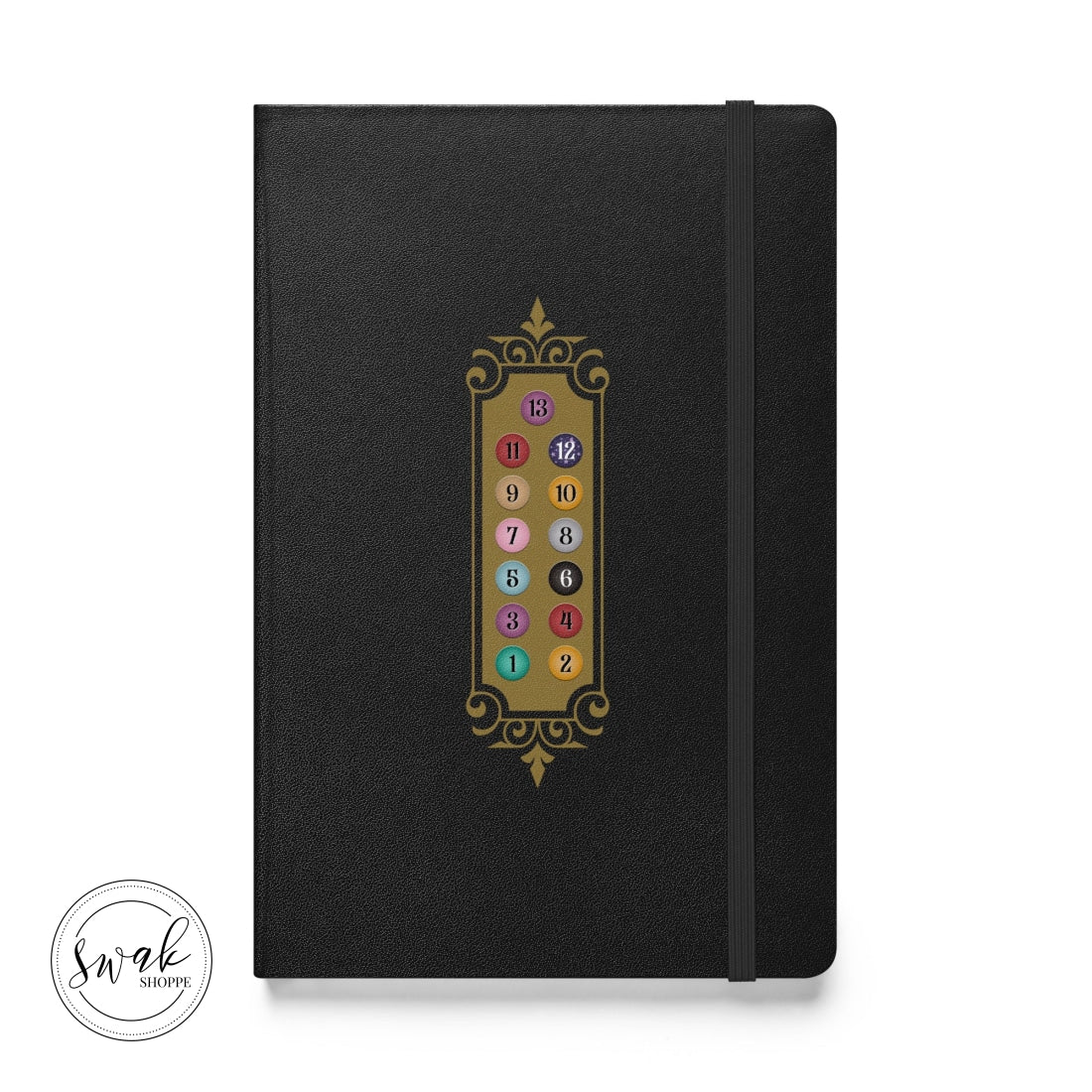 Bejeweled Elevator Button Hardcover Bound Notebook Black